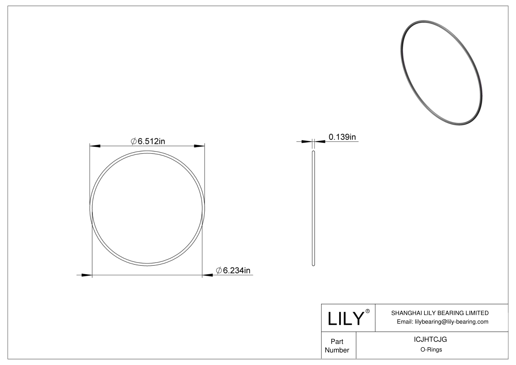 ICJHTCJG Chemical Resistant O-rings Round cad drawing