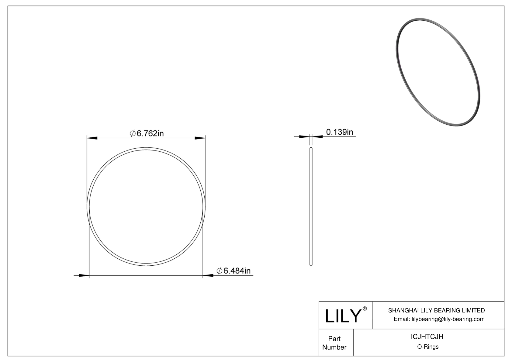 ICJHTCJH Chemical Resistant O-rings Round cad drawing