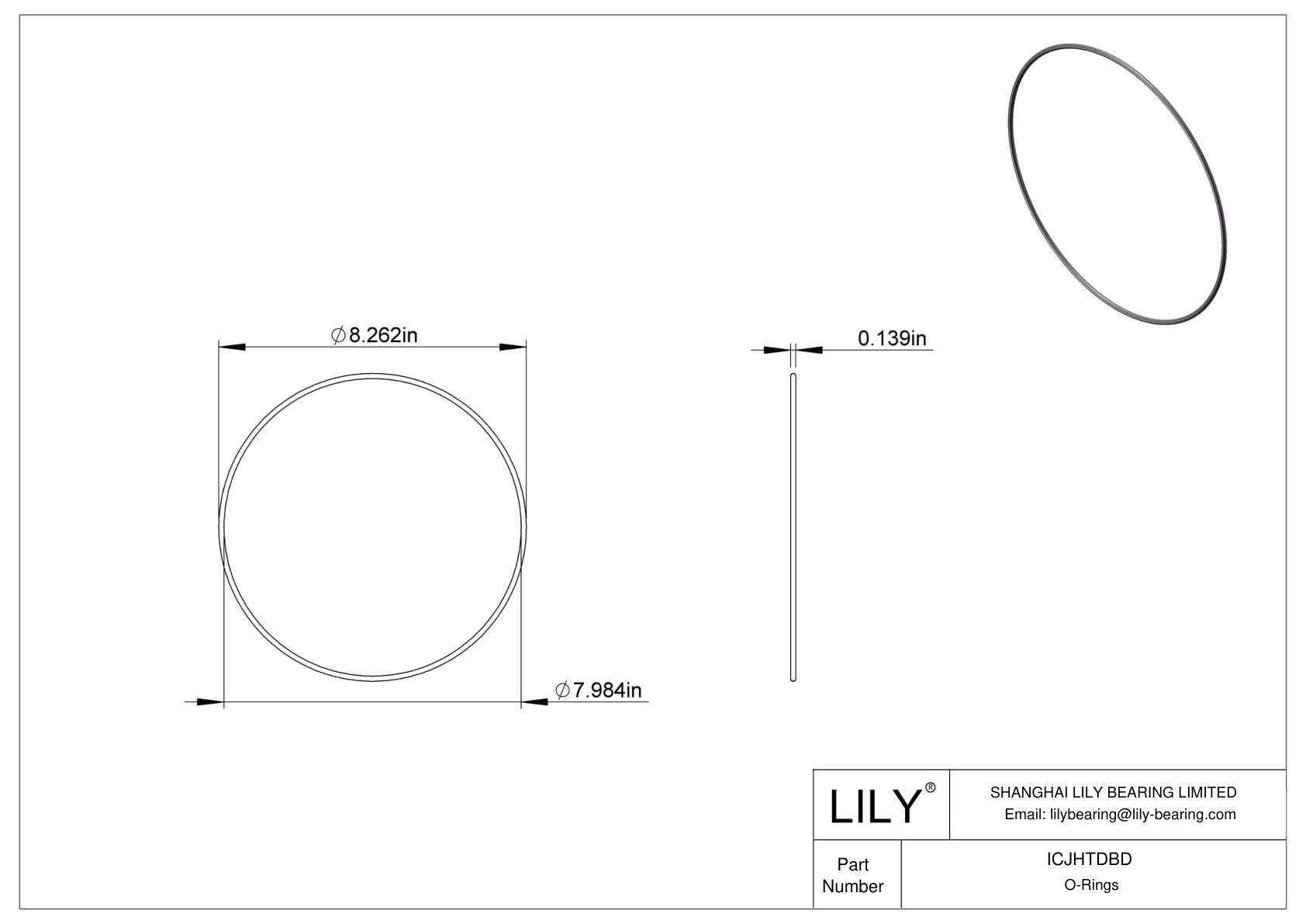 ICJHTDBD Chemical Resistant O-rings Round cad drawing