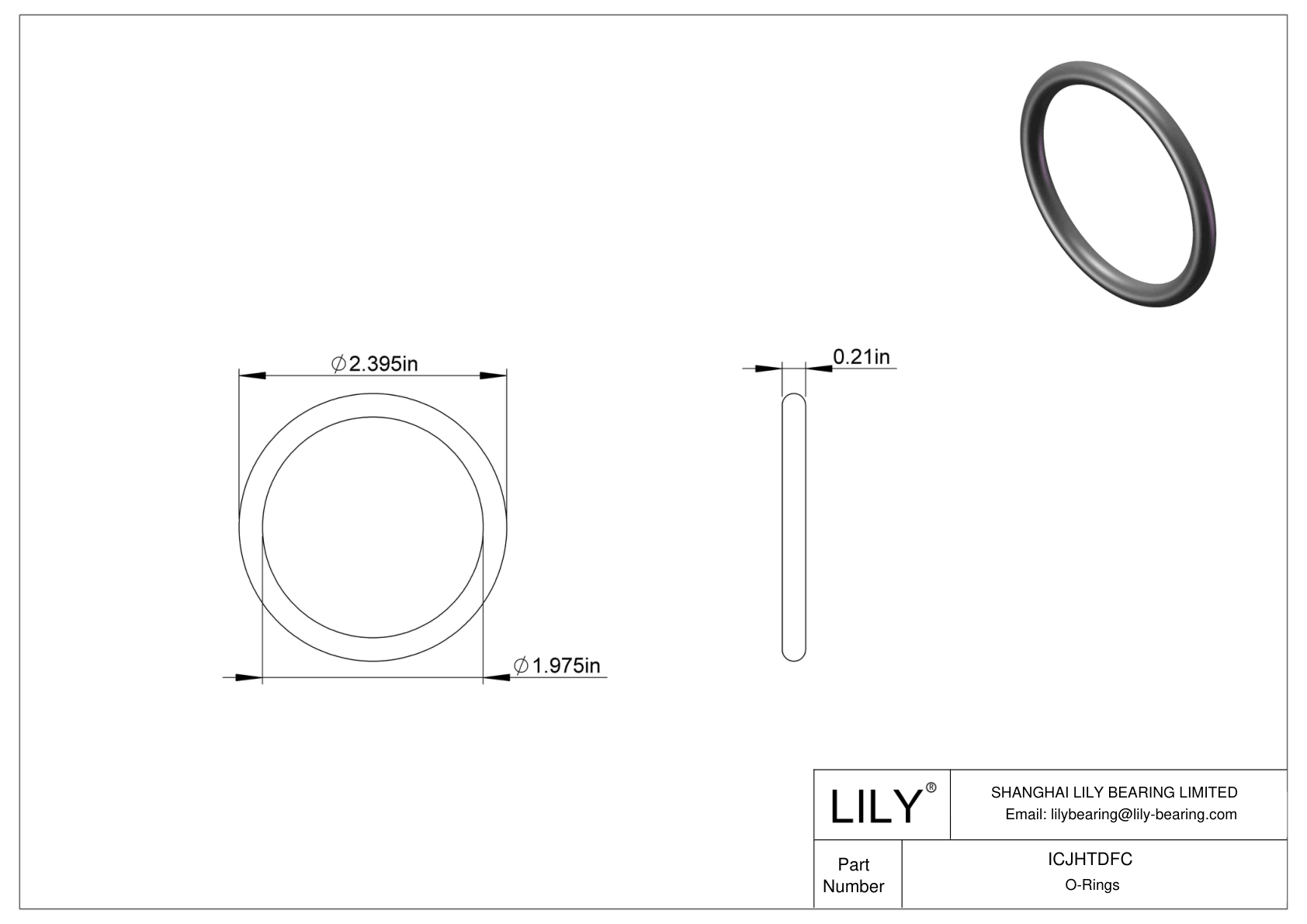 ICJHTDFC Chemical Resistant O-rings Round cad drawing