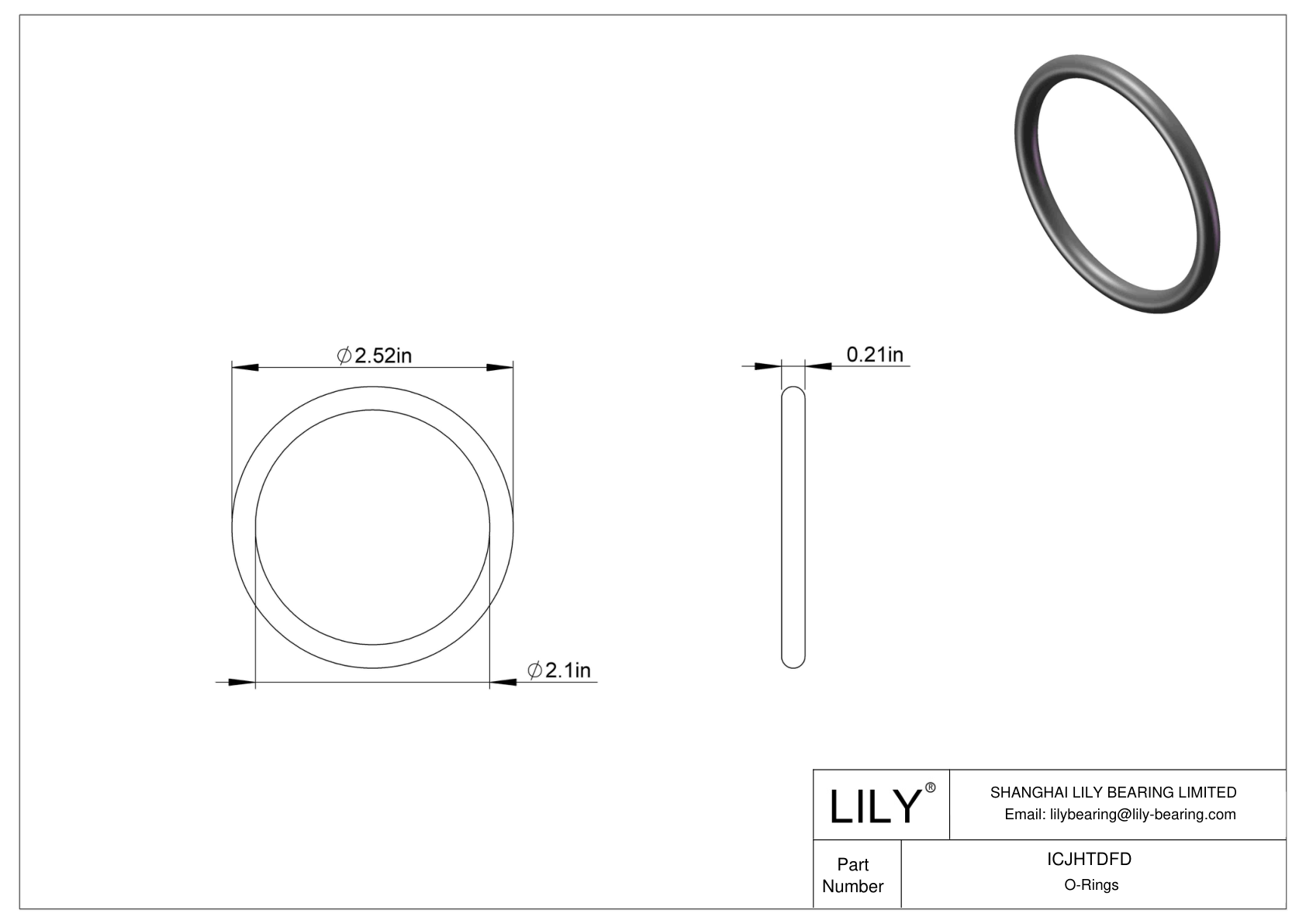 ICJHTDFD Chemical Resistant O-rings Round cad drawing