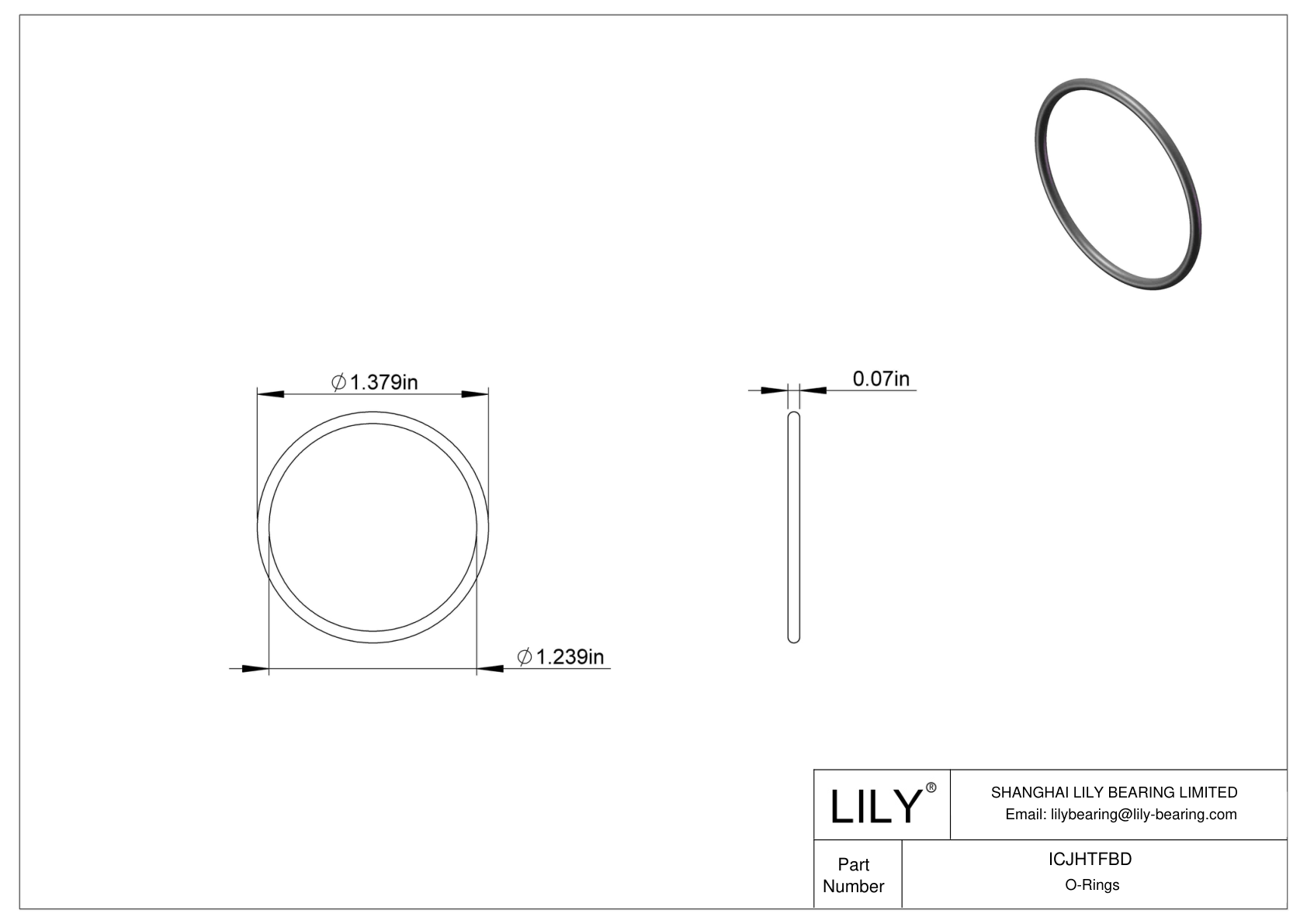 ICJHTFBD Chemical Resistant O-rings Round cad drawing