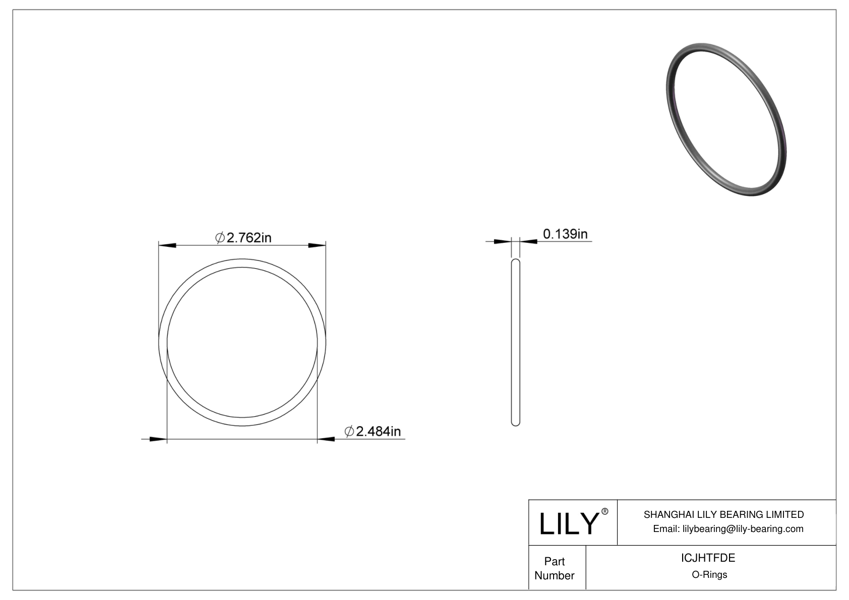 ICJHTFDE Chemical Resistant O-rings Round cad drawing