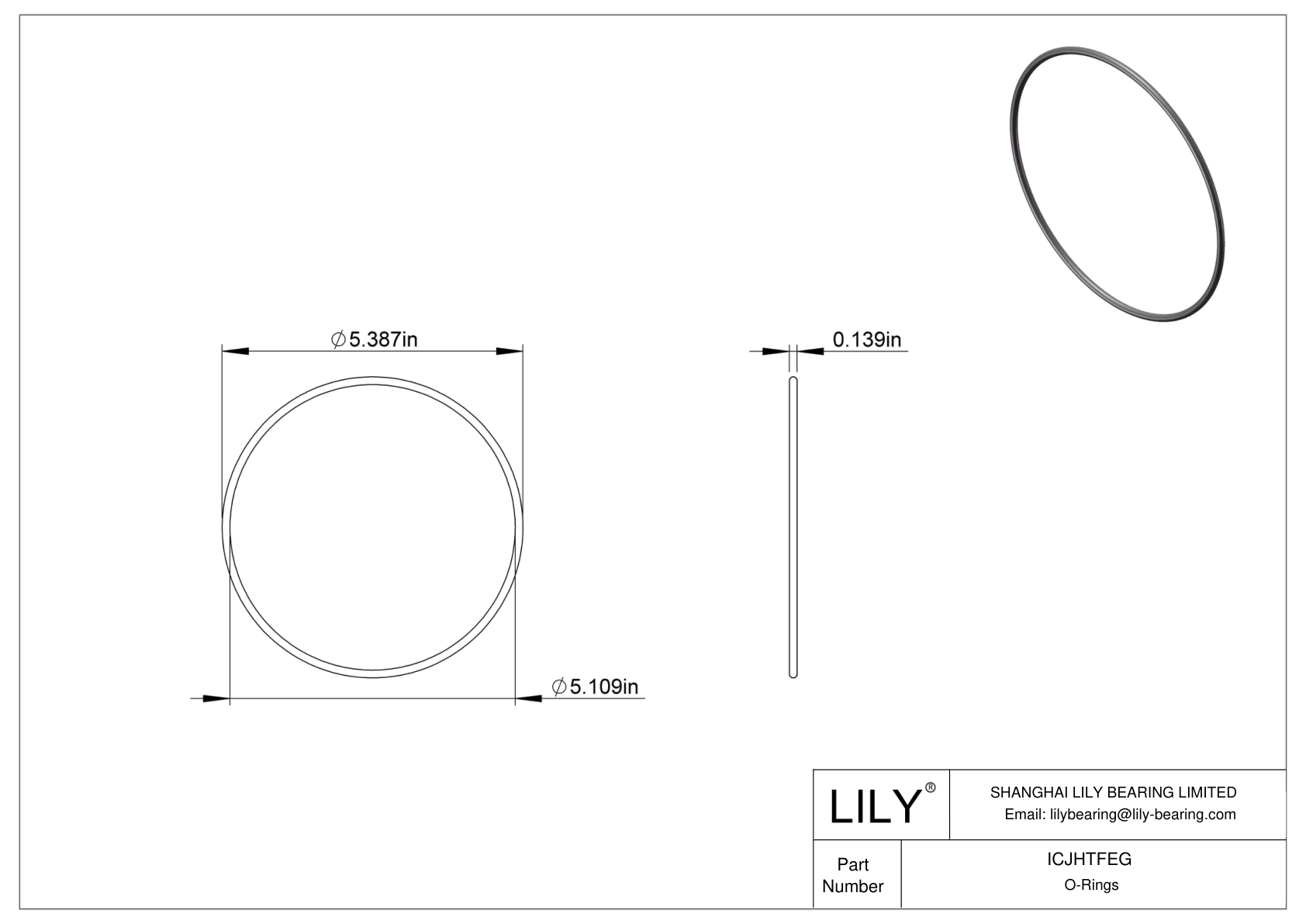 ICJHTFEG Chemical Resistant O-rings Round cad drawing