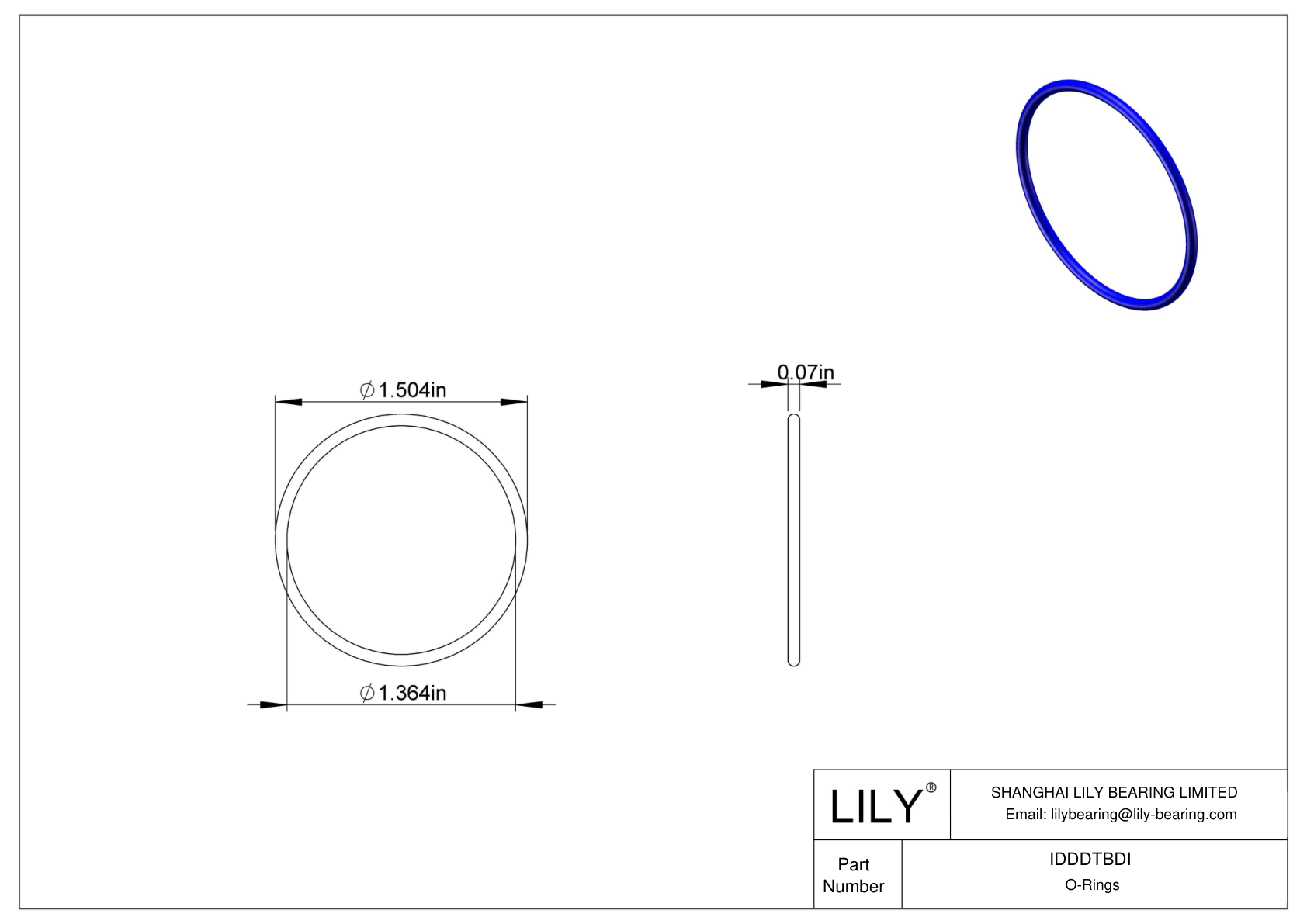 IDDDTBDI Chemical Resistant O-rings Round cad drawing