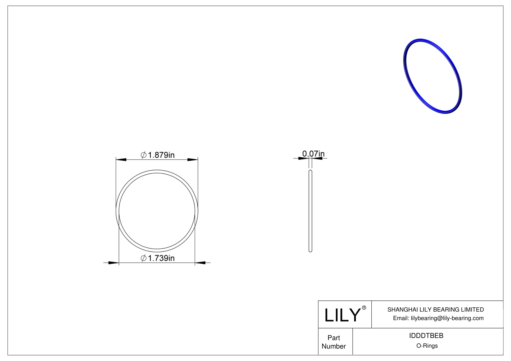 IDDDTBEB Chemical Resistant O-rings Round cad drawing