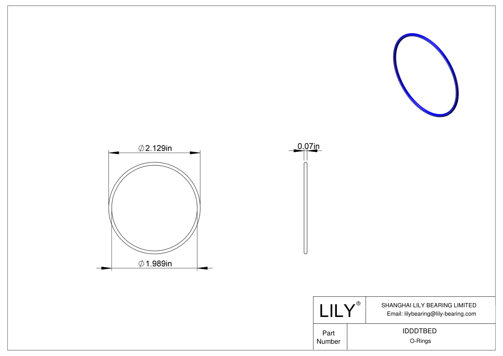 IDDDTBED Chemical Resistant O-rings Round cad drawing