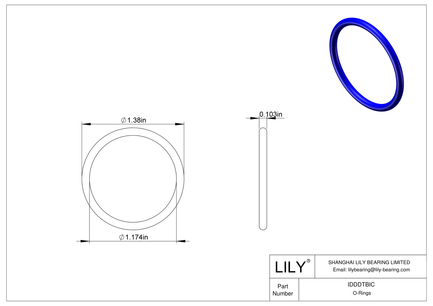 IDDDTBIC Chemical Resistant O-rings Round cad drawing