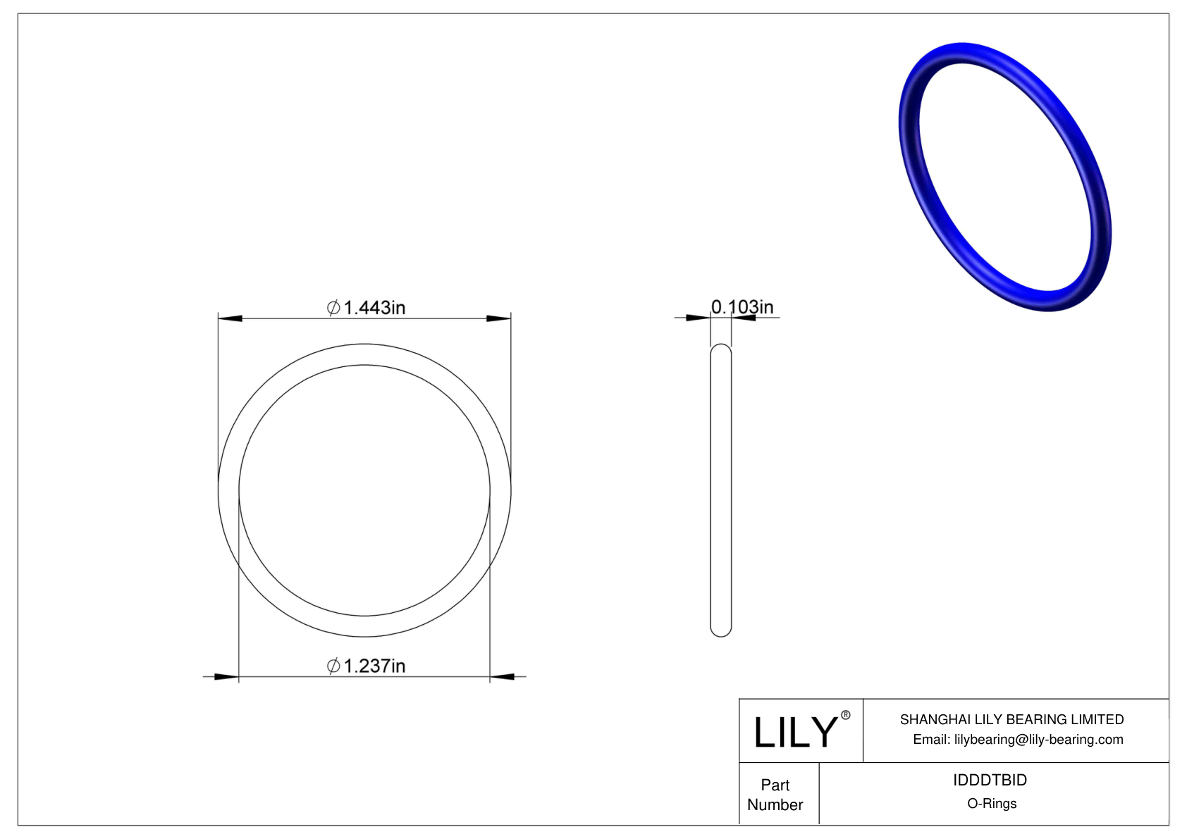 IDDDTBID Chemical Resistant O-rings Round cad drawing