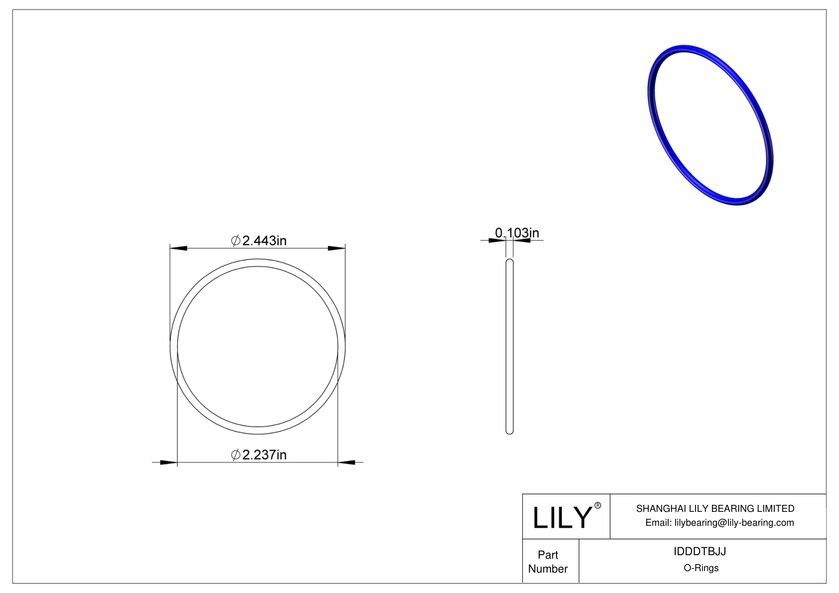 IDDDTBJJ Chemical Resistant O-rings Round cad drawing