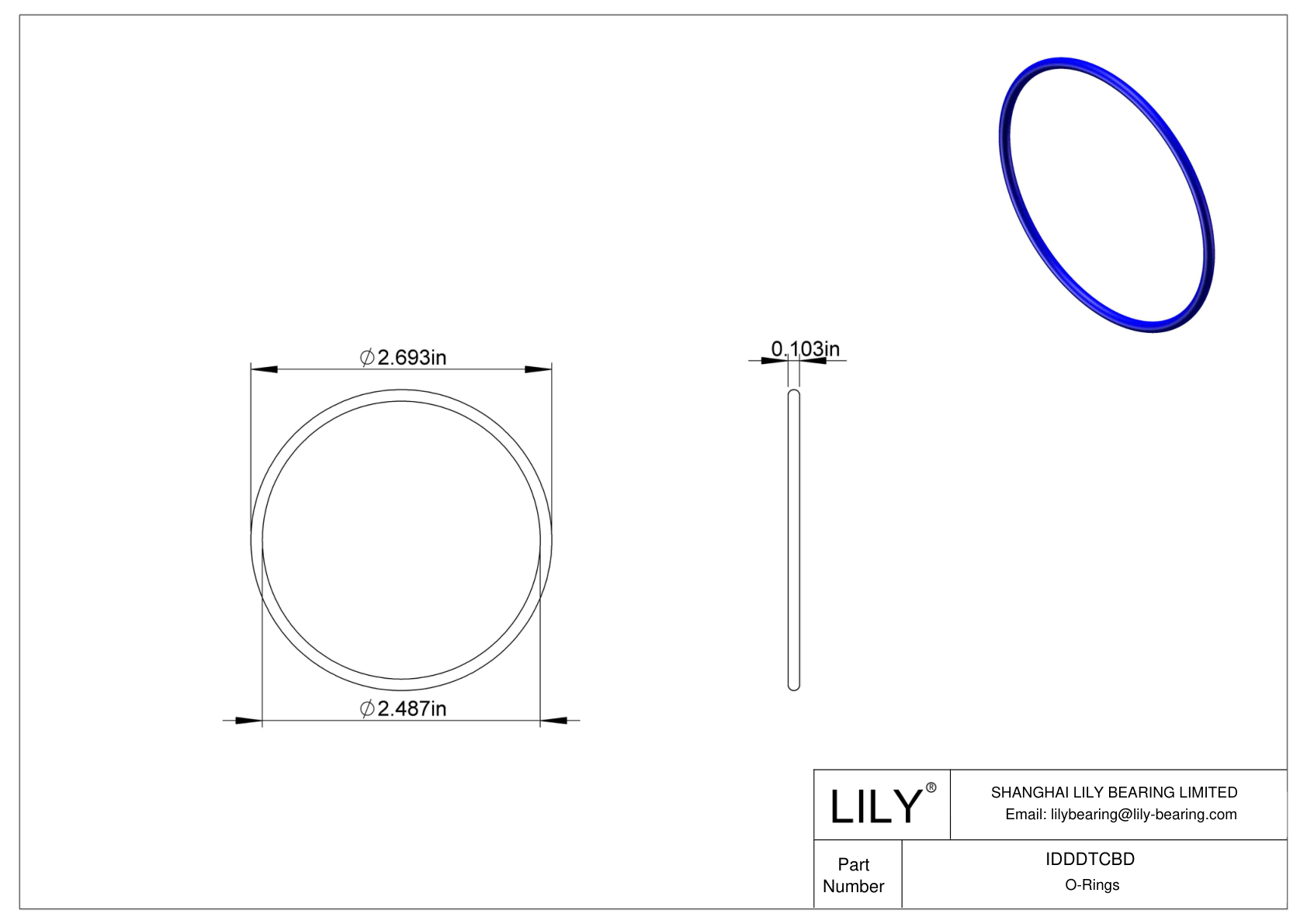 IDDDTCBD Chemical Resistant O-rings Round cad drawing