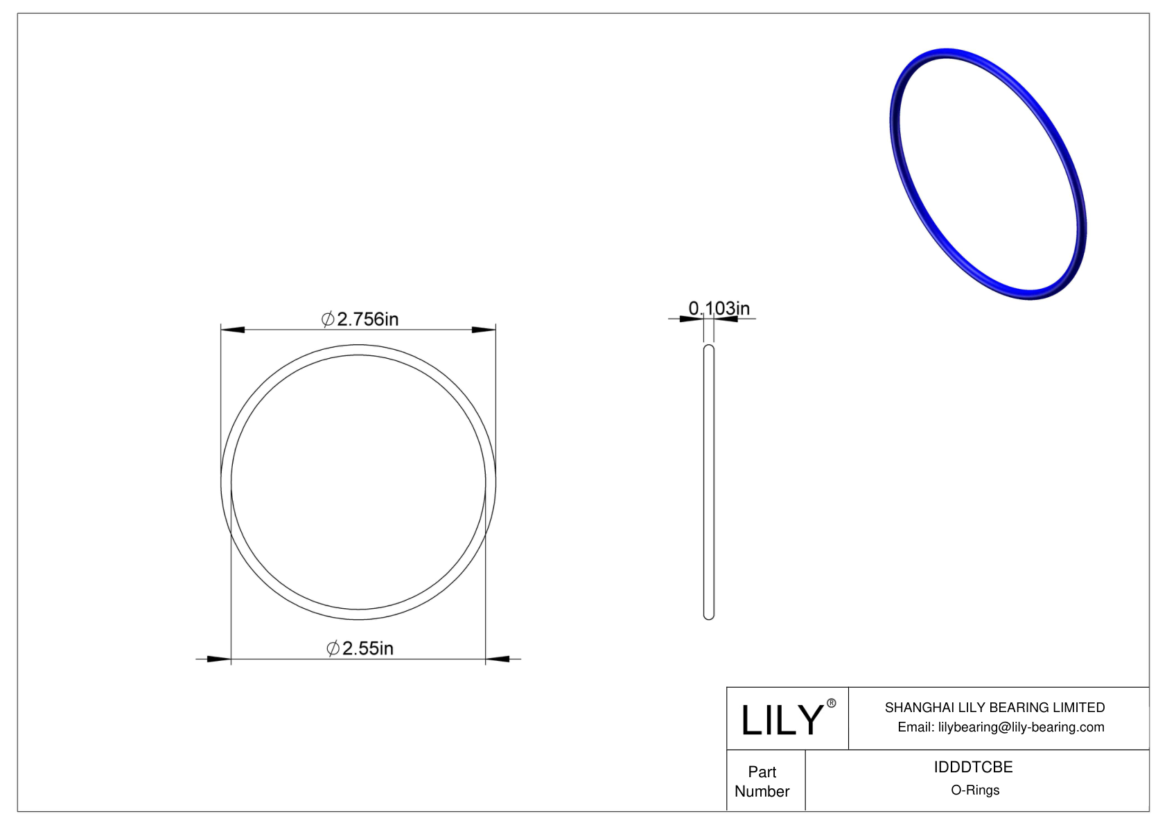 IDDDTCBE Chemical Resistant O-rings Round cad drawing