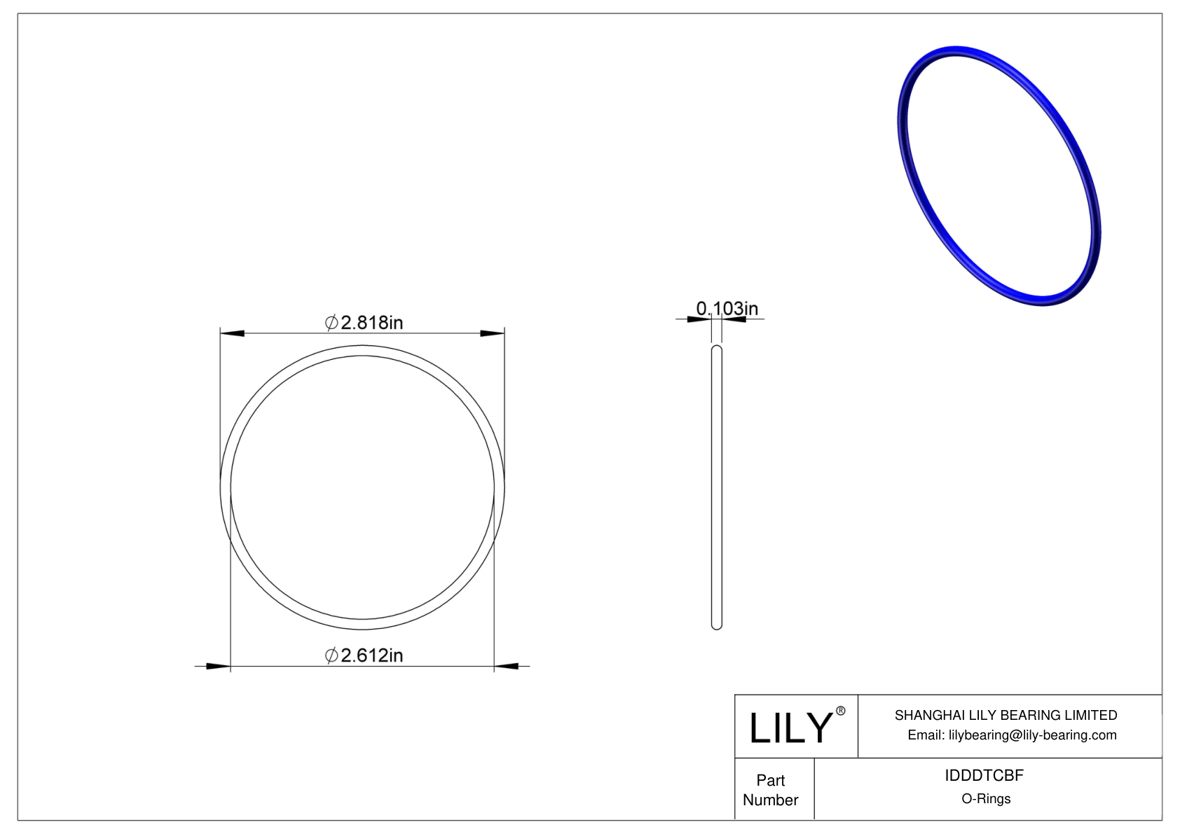 IDDDTCBF Chemical Resistant O-rings Round cad drawing