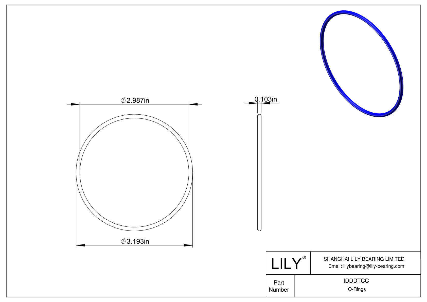 IDDDTCC Chemical Resistant O-rings Round cad drawing