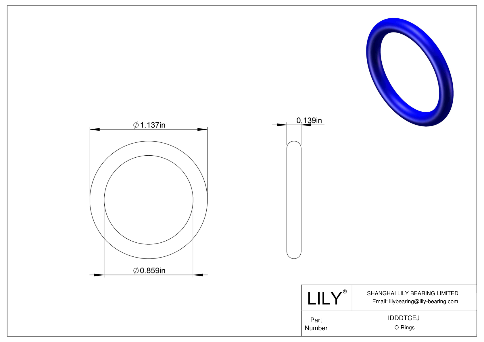 IDDDTCEJ Chemical Resistant O-rings Round cad drawing