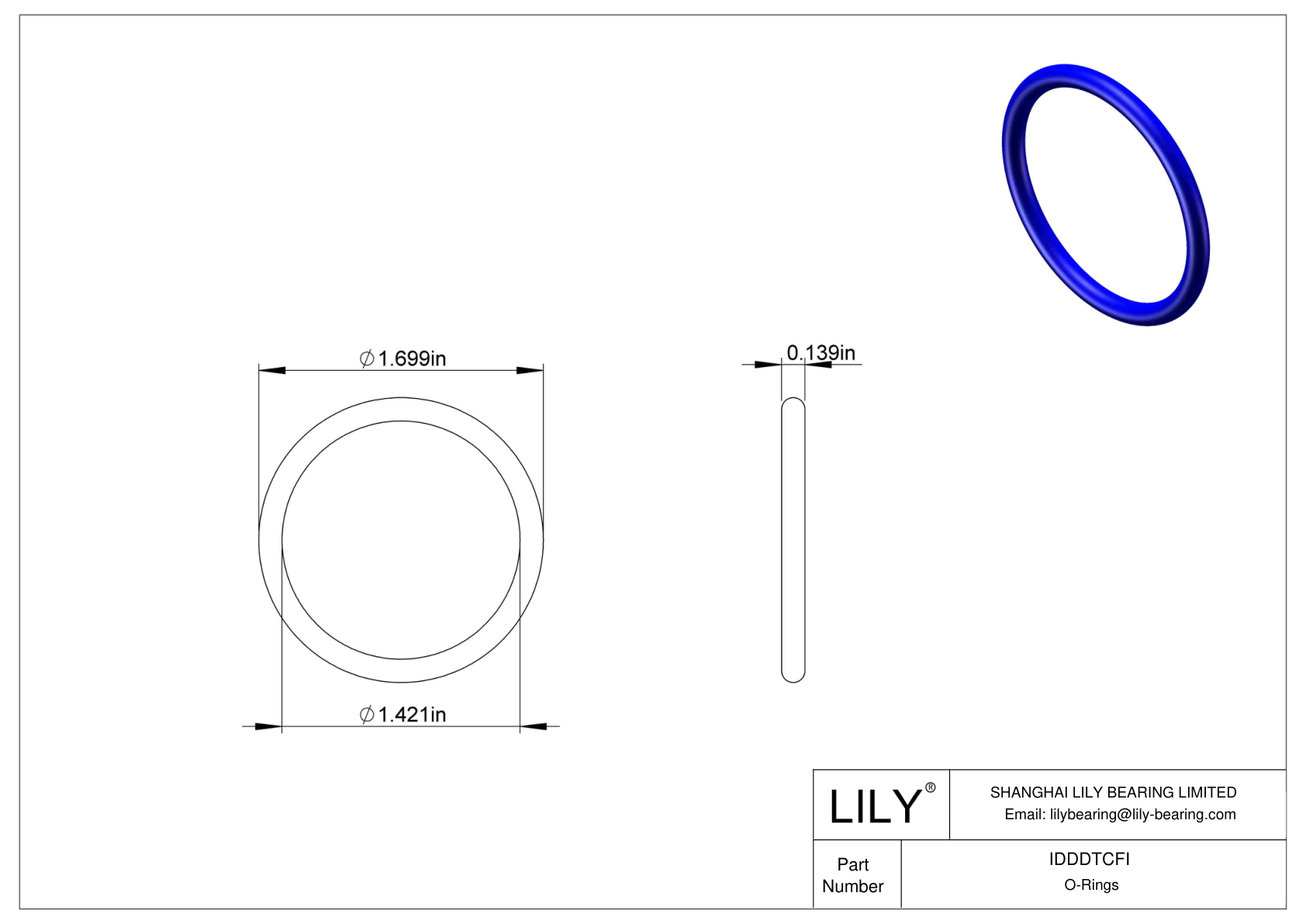 IDDDTCFI Chemical Resistant O-rings Round cad drawing