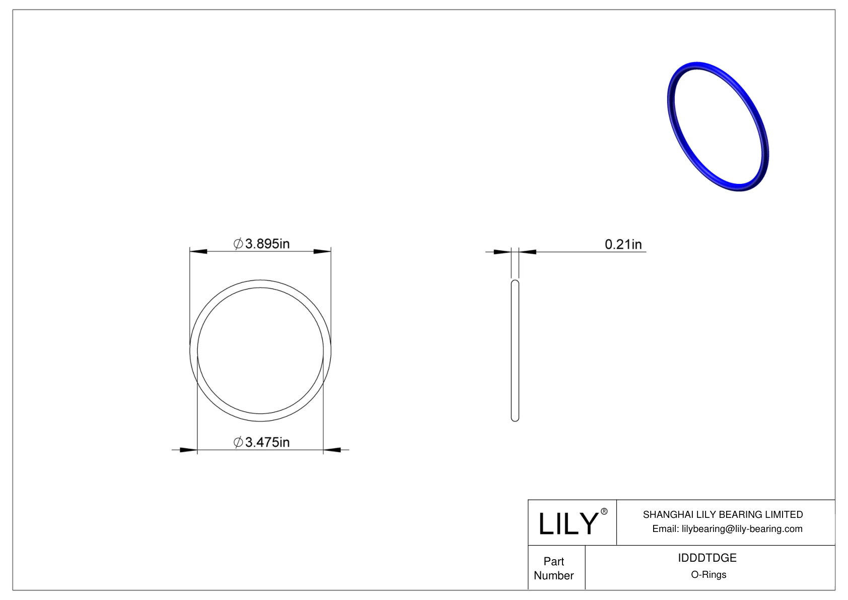 IDDDTDGE 圆形耐化学性 O 形圈 cad drawing