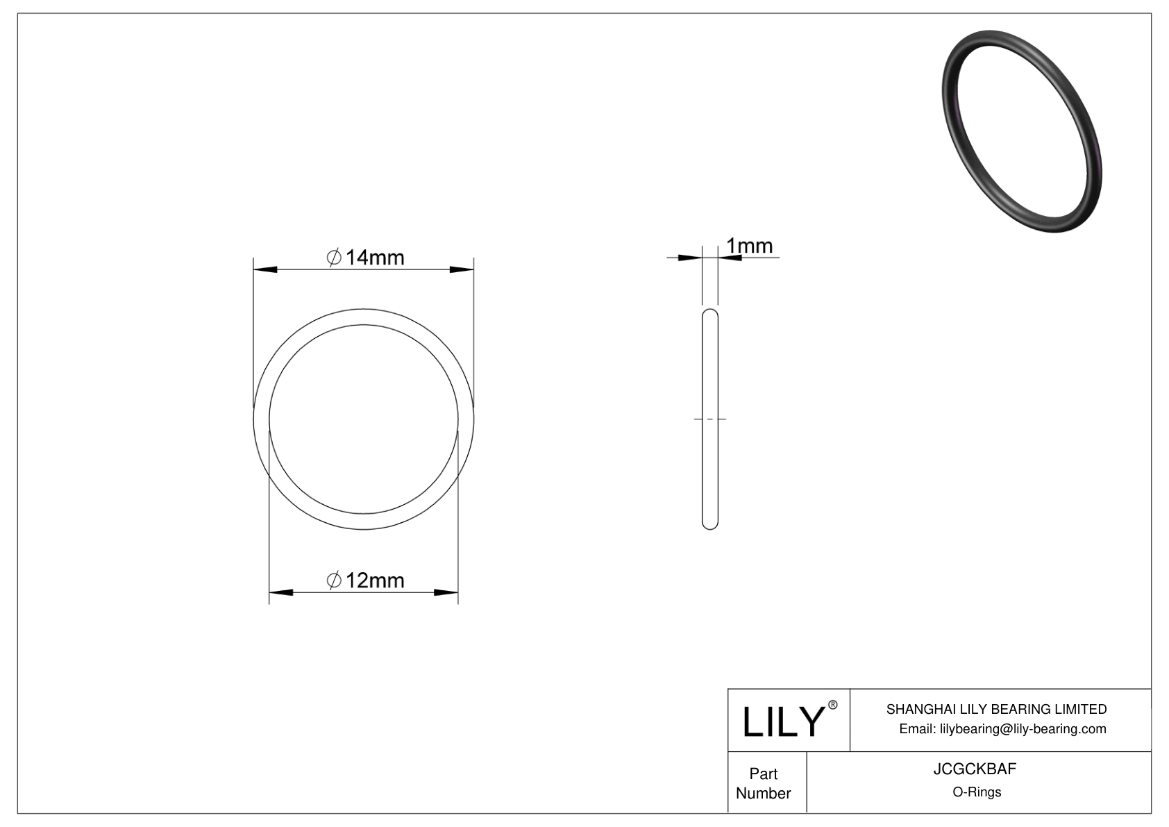 JCGCKBAF Oil Resistant O-Rings Round cad drawing