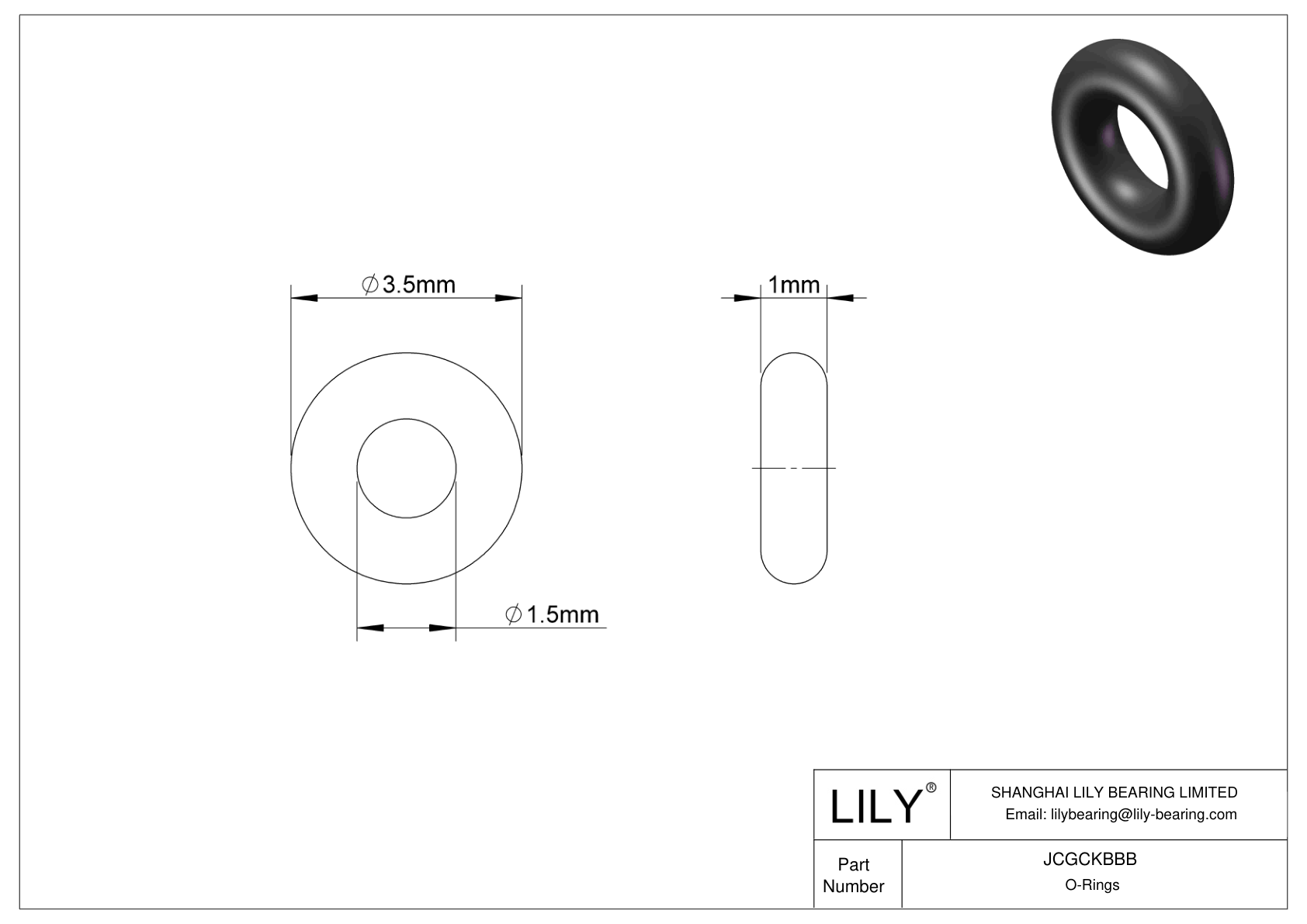 JCGCKBBB Oil Resistant O-Rings Round cad drawing