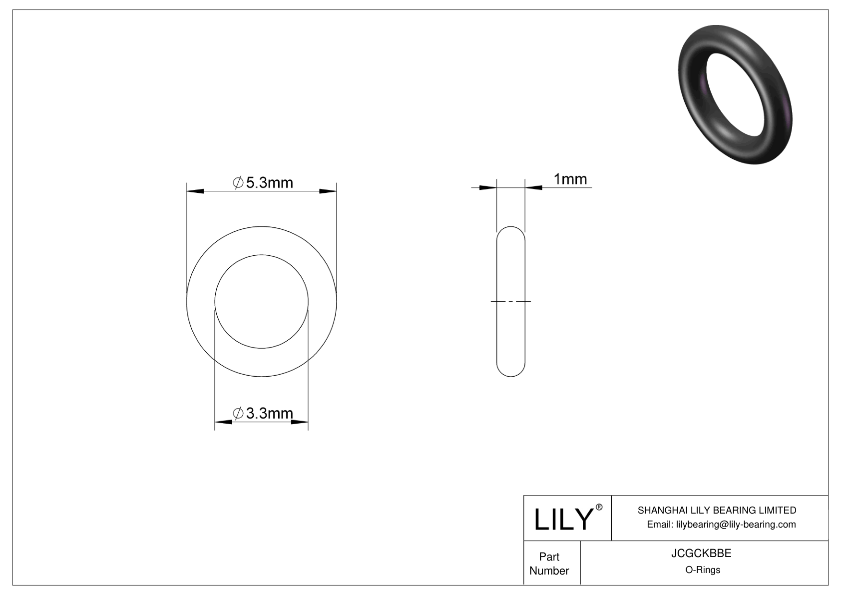 JCGCKBBE Oil Resistant O-Rings Round cad drawing