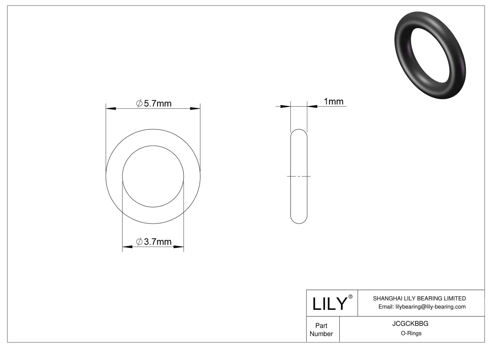 JCGCKBBG Oil Resistant O-Rings Round cad drawing