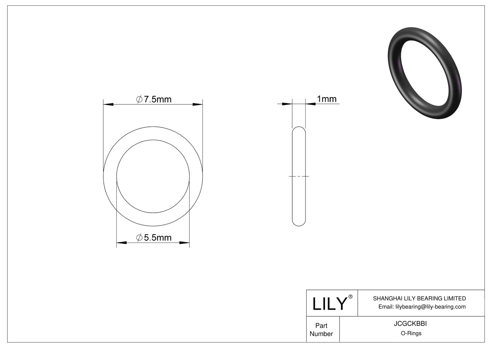 JCGCKBBI Oil Resistant O-Rings Round cad drawing