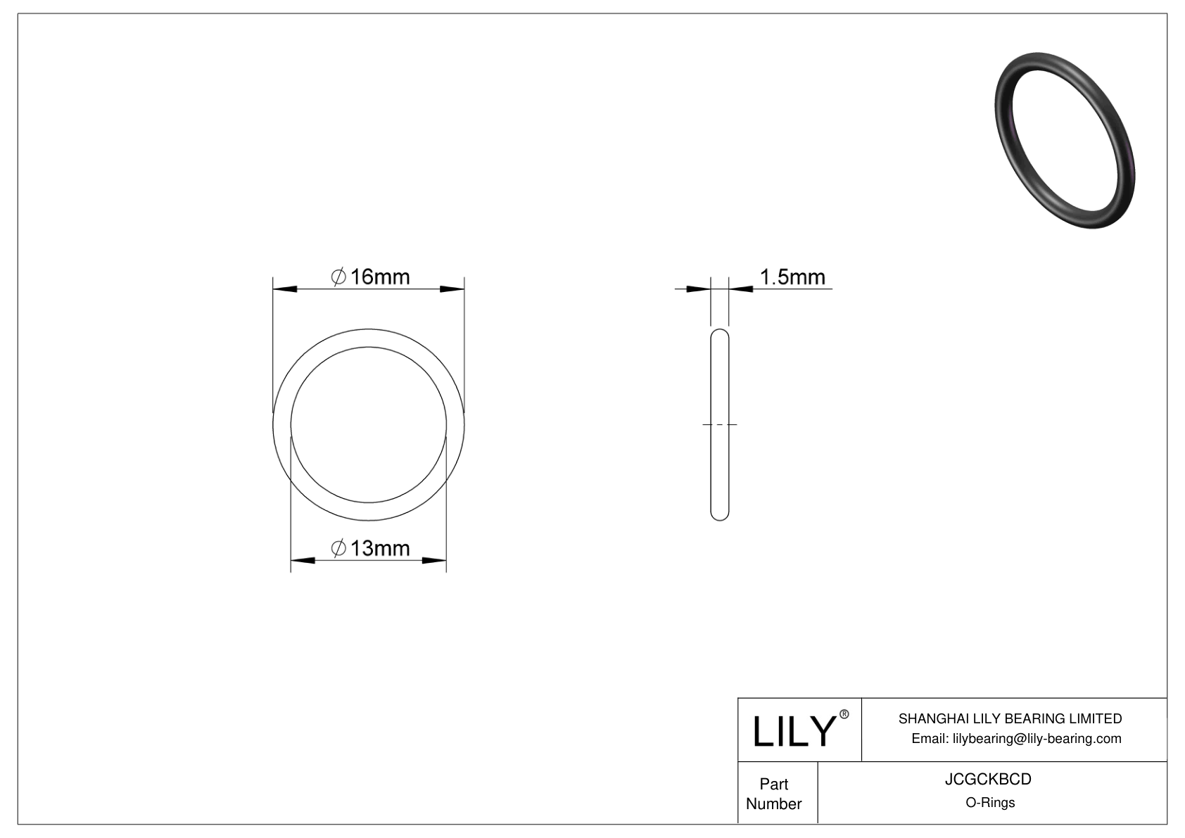 JCGCKBCD Oil Resistant O-Rings Round cad drawing