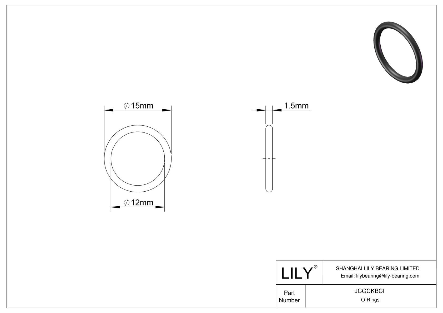 JCGCKBCI Oil Resistant O-Rings Round cad drawing