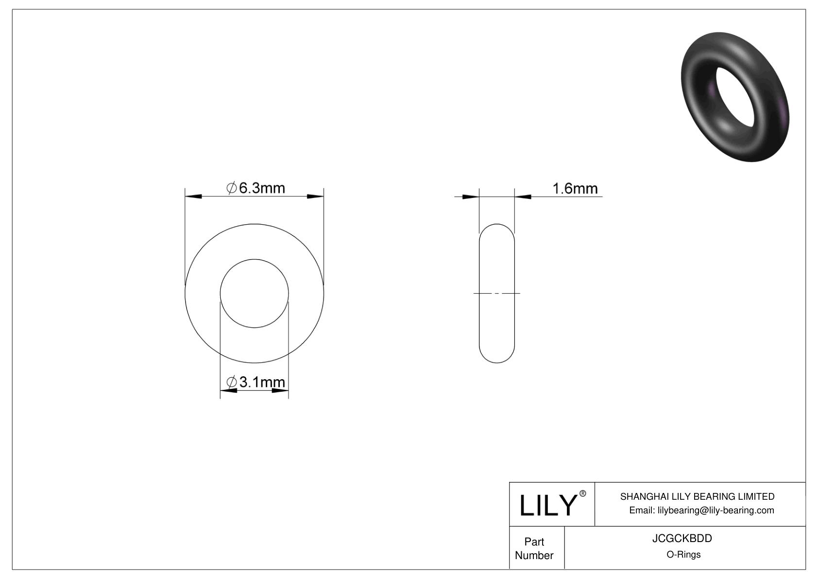 JCGCKBDD Oil Resistant O-Rings Round cad drawing