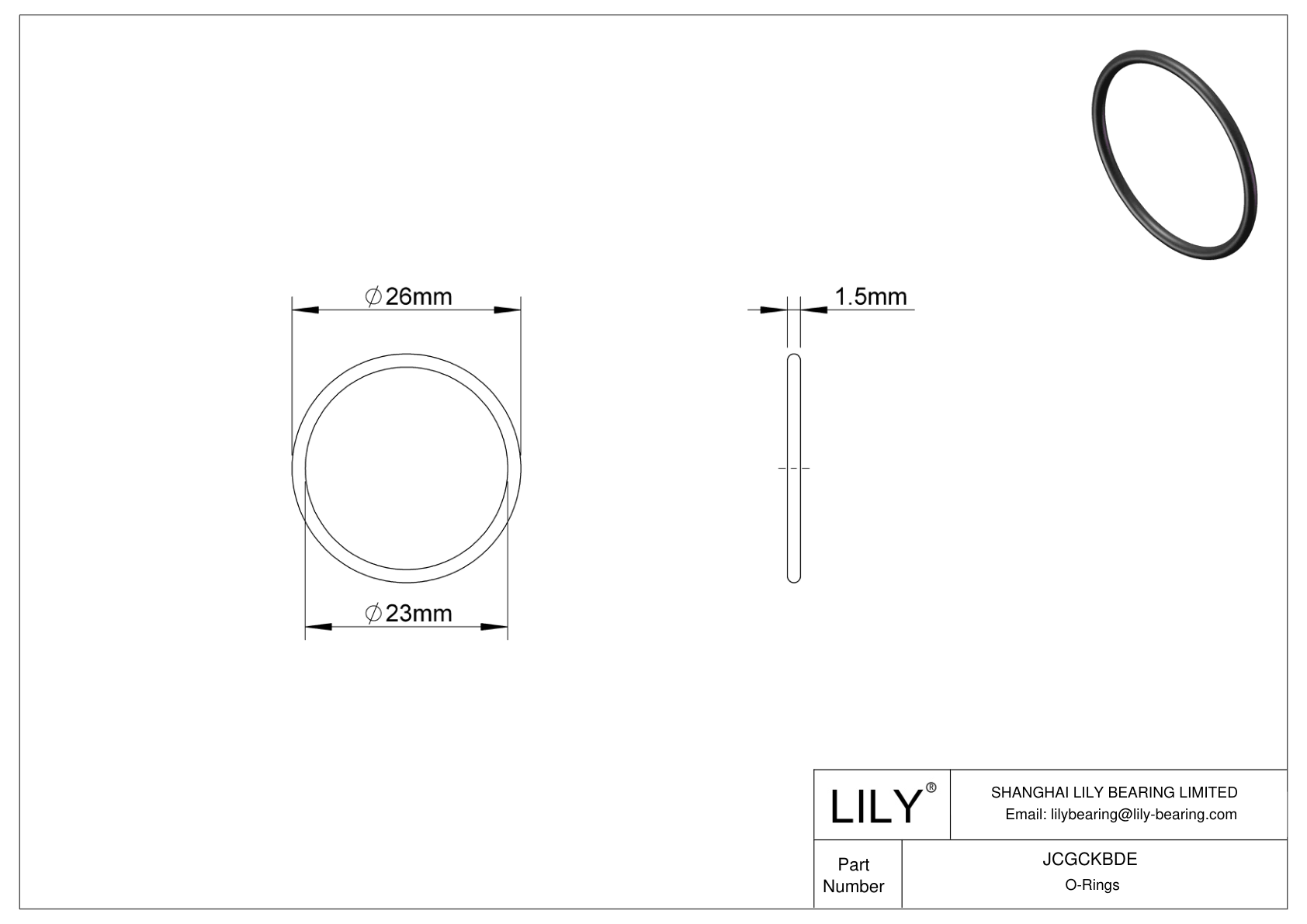 JCGCKBDE Oil Resistant O-Rings Round cad drawing