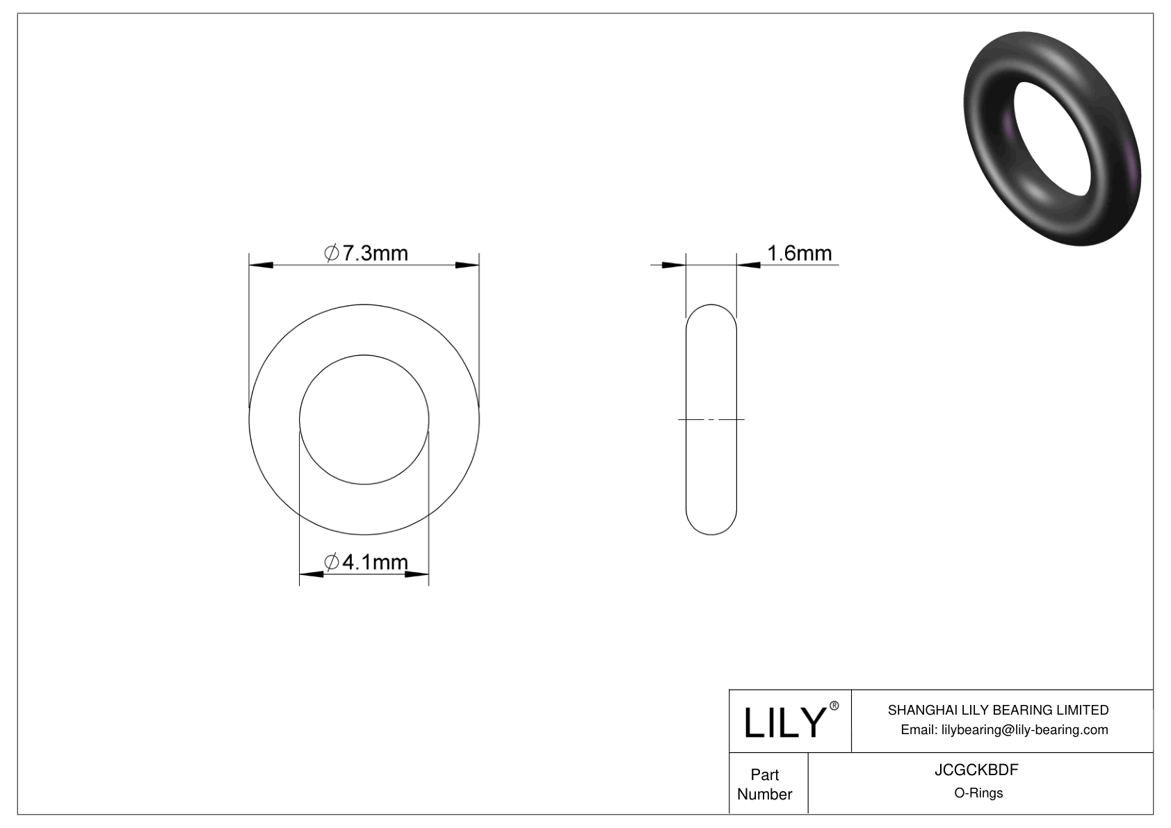 JCGCKBDF Oil Resistant O-Rings Round cad drawing