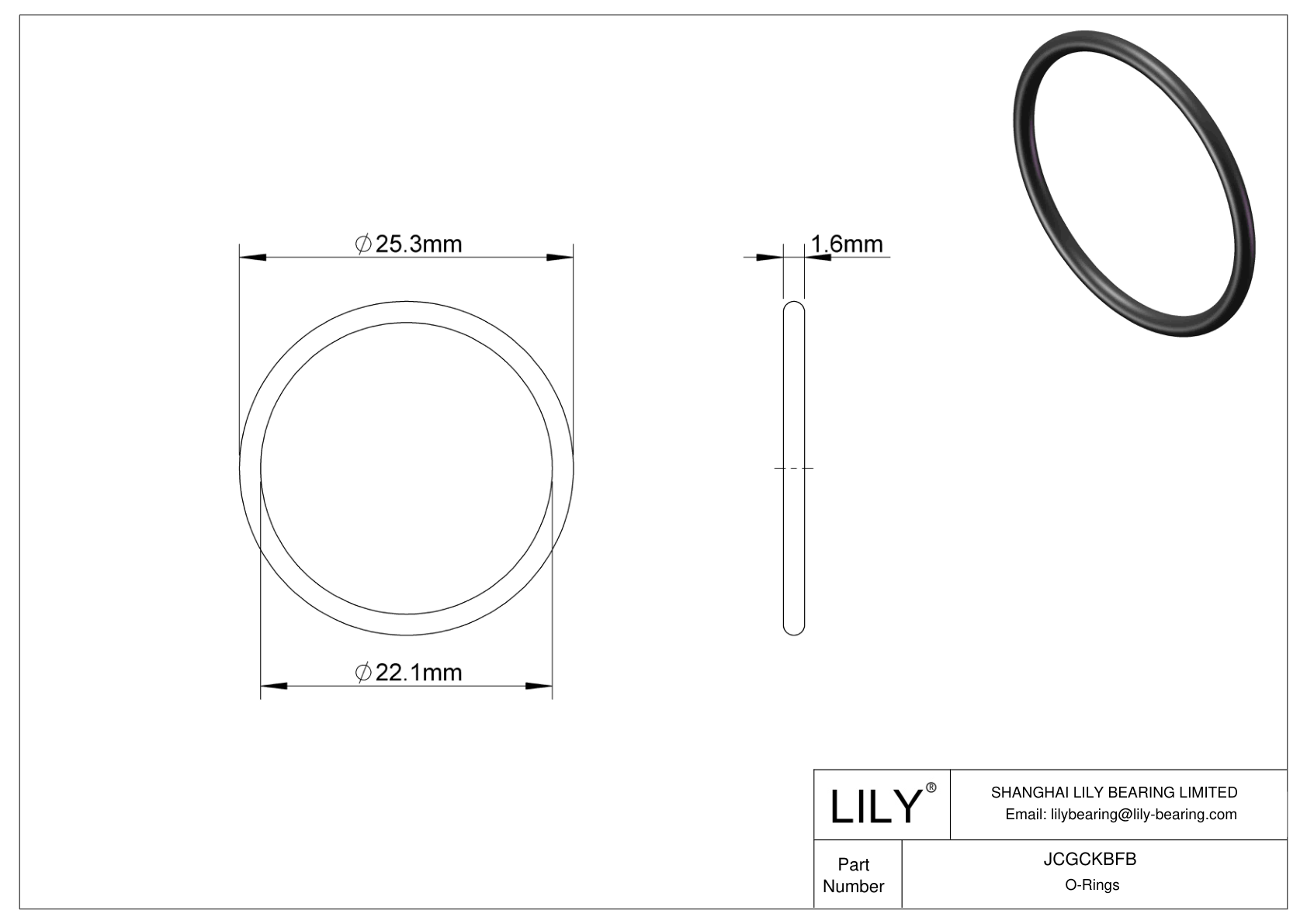 JCGCKBFB Oil Resistant O-Rings Round cad drawing