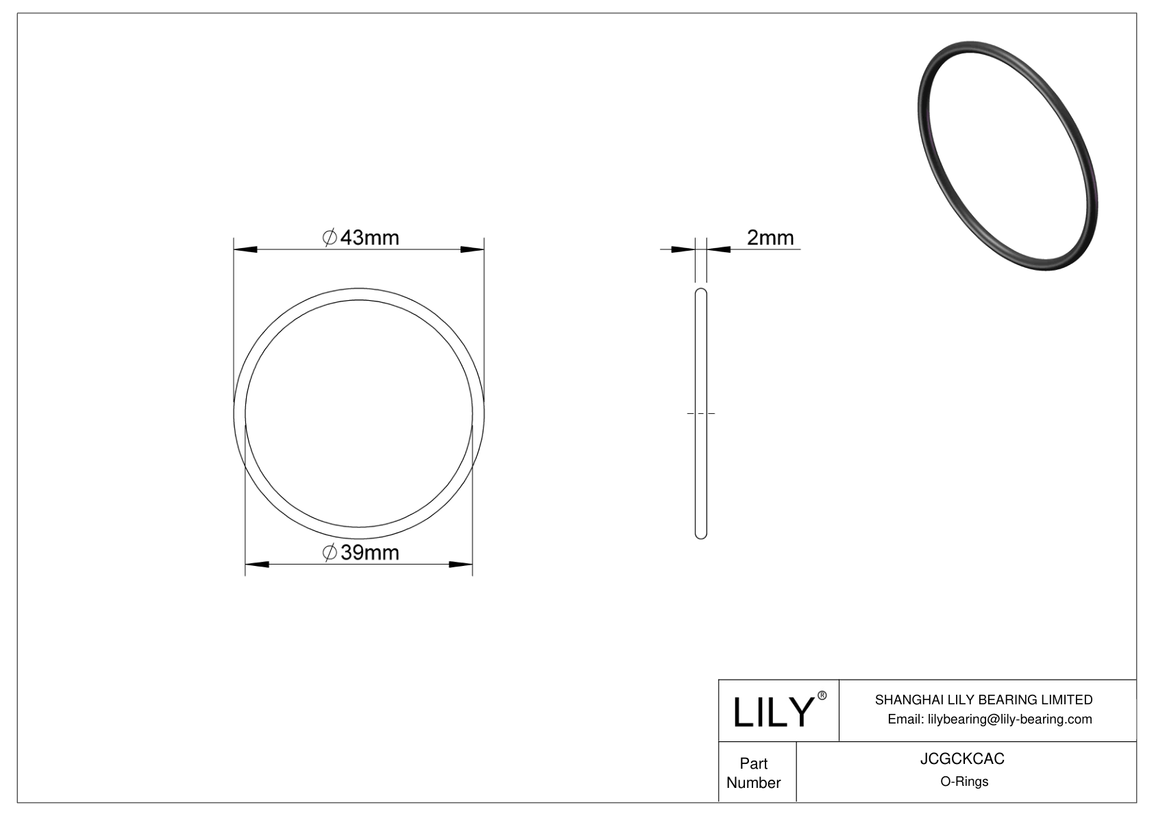 JCGCKCAC Oil Resistant O-Rings Round cad drawing