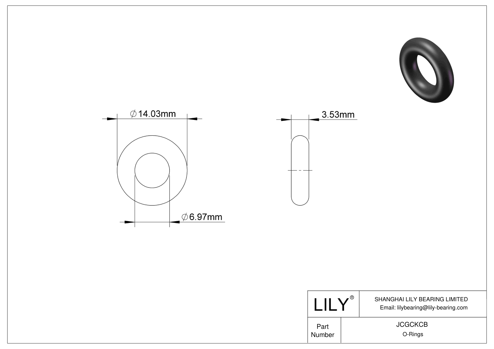 JCGCKCB Oil Resistant O-Rings Round cad drawing