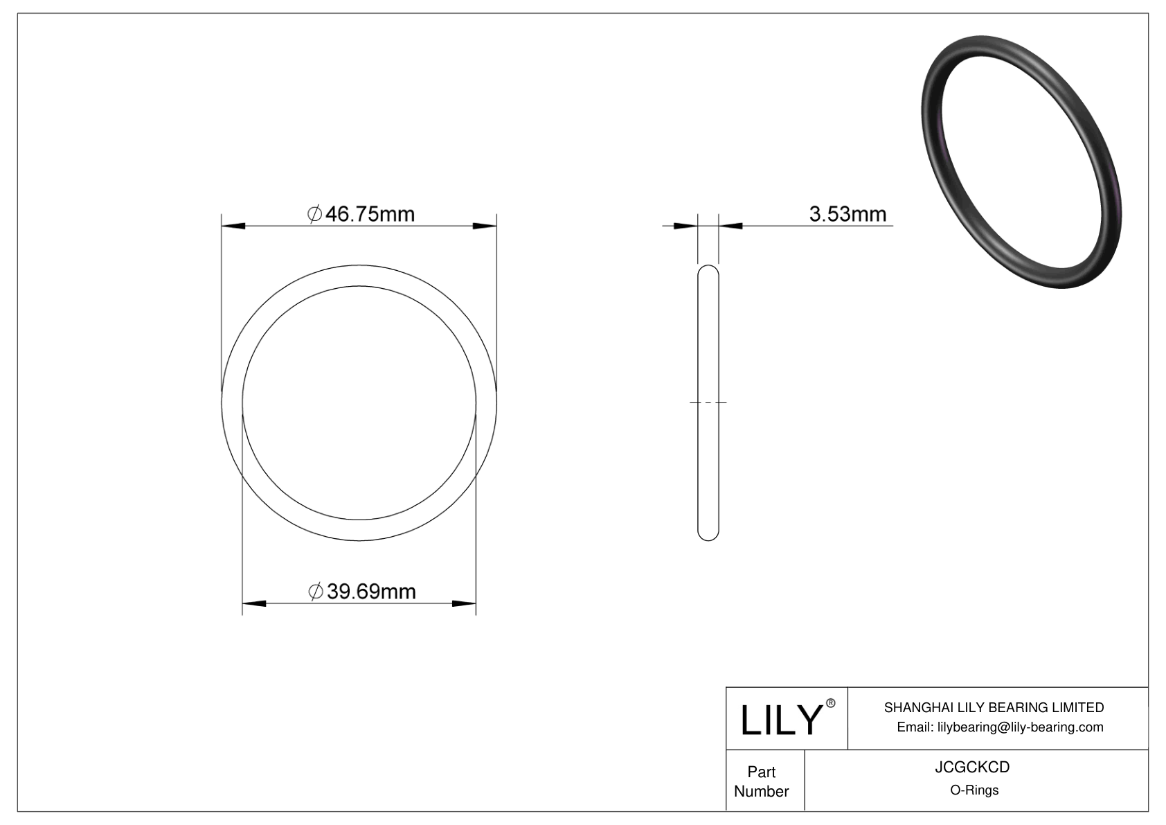 JCGCKCD Oil Resistant O-Rings Round cad drawing