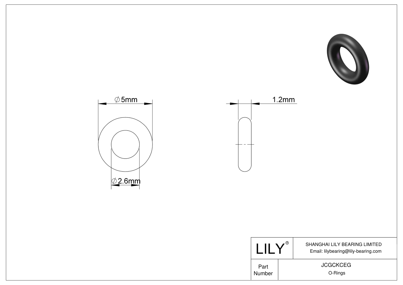 JCGCKCEG Oil Resistant O-Rings Round cad drawing