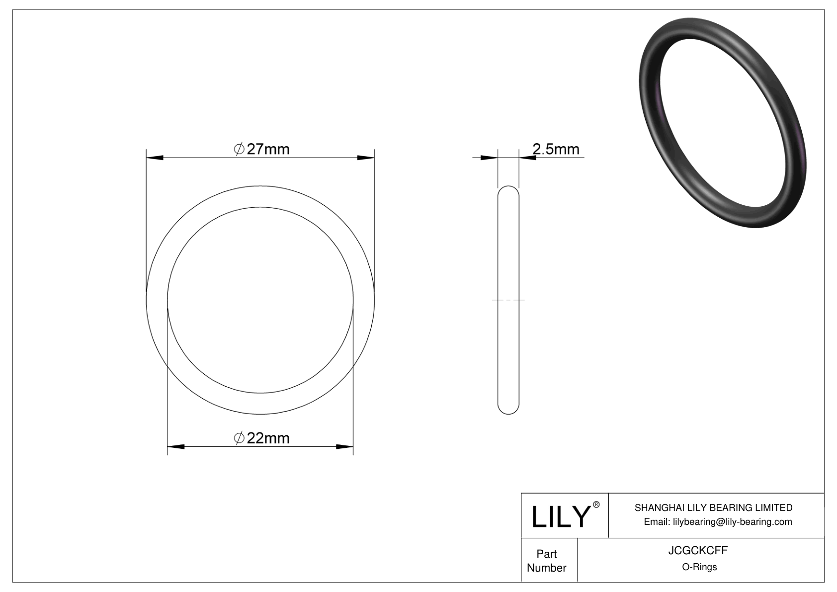 JCGCKCFF Oil Resistant O-Rings Round cad drawing