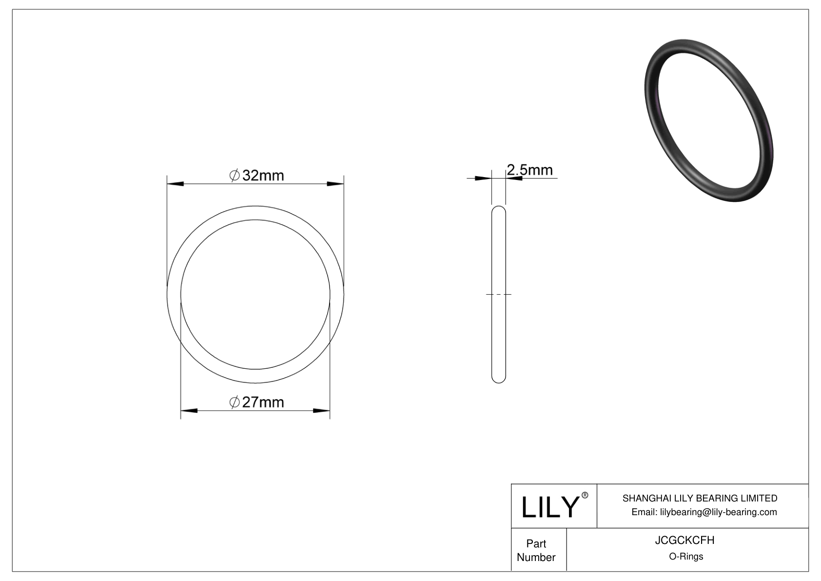 JCGCKCFH Oil Resistant O-Rings Round cad drawing