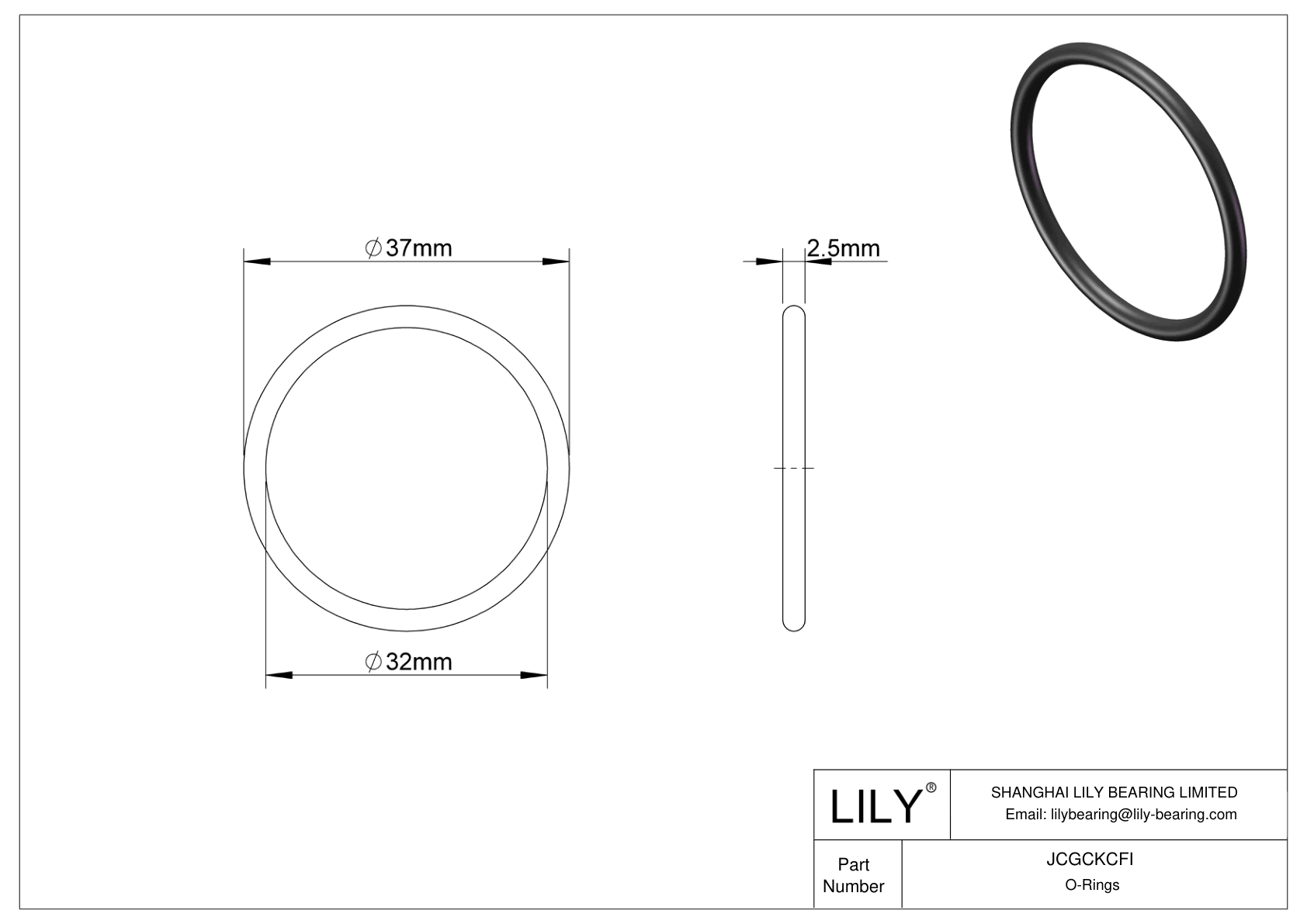 JCGCKCFI Oil Resistant O-Rings Round cad drawing