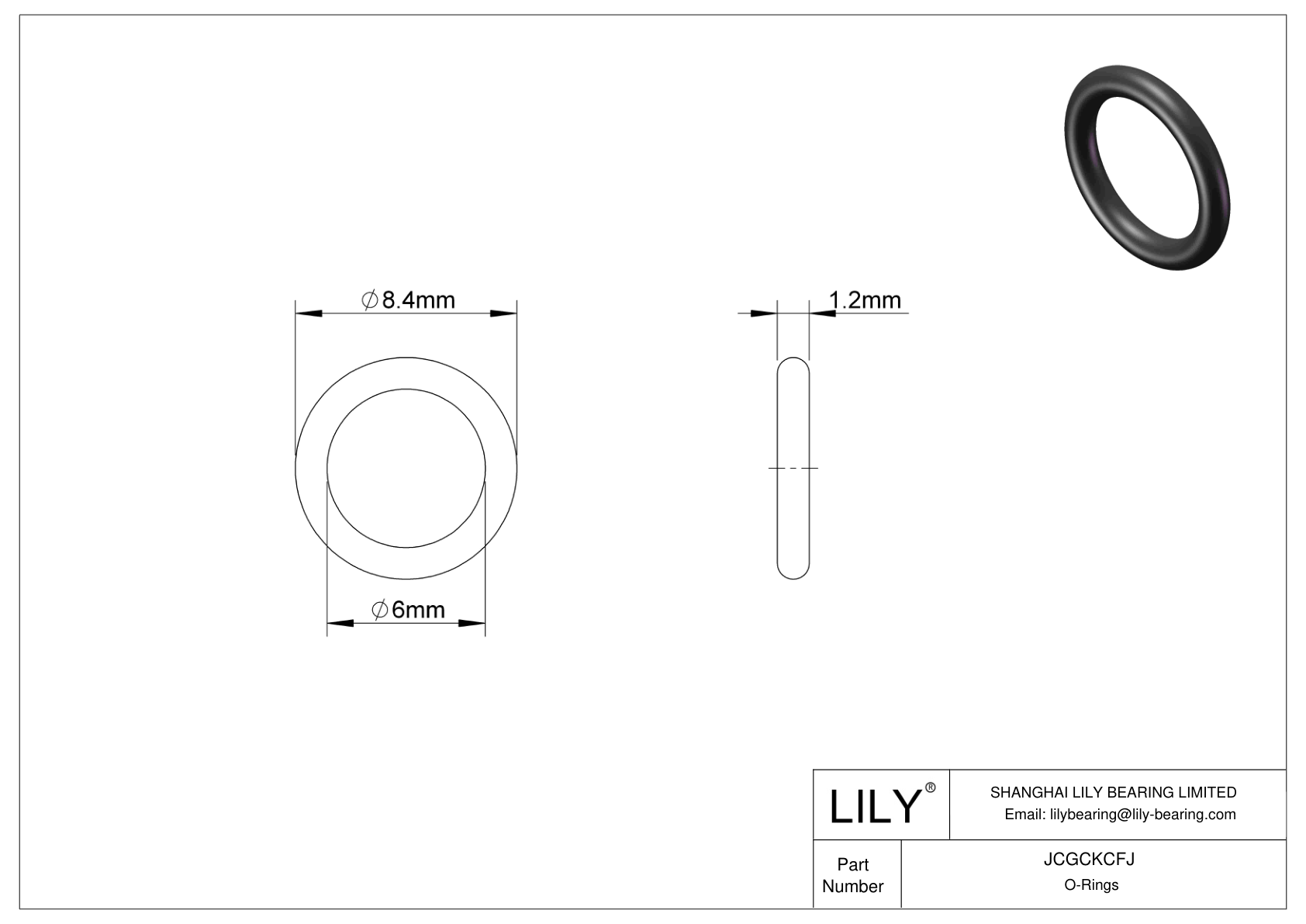 JCGCKCFJ Oil Resistant O-Rings Round cad drawing