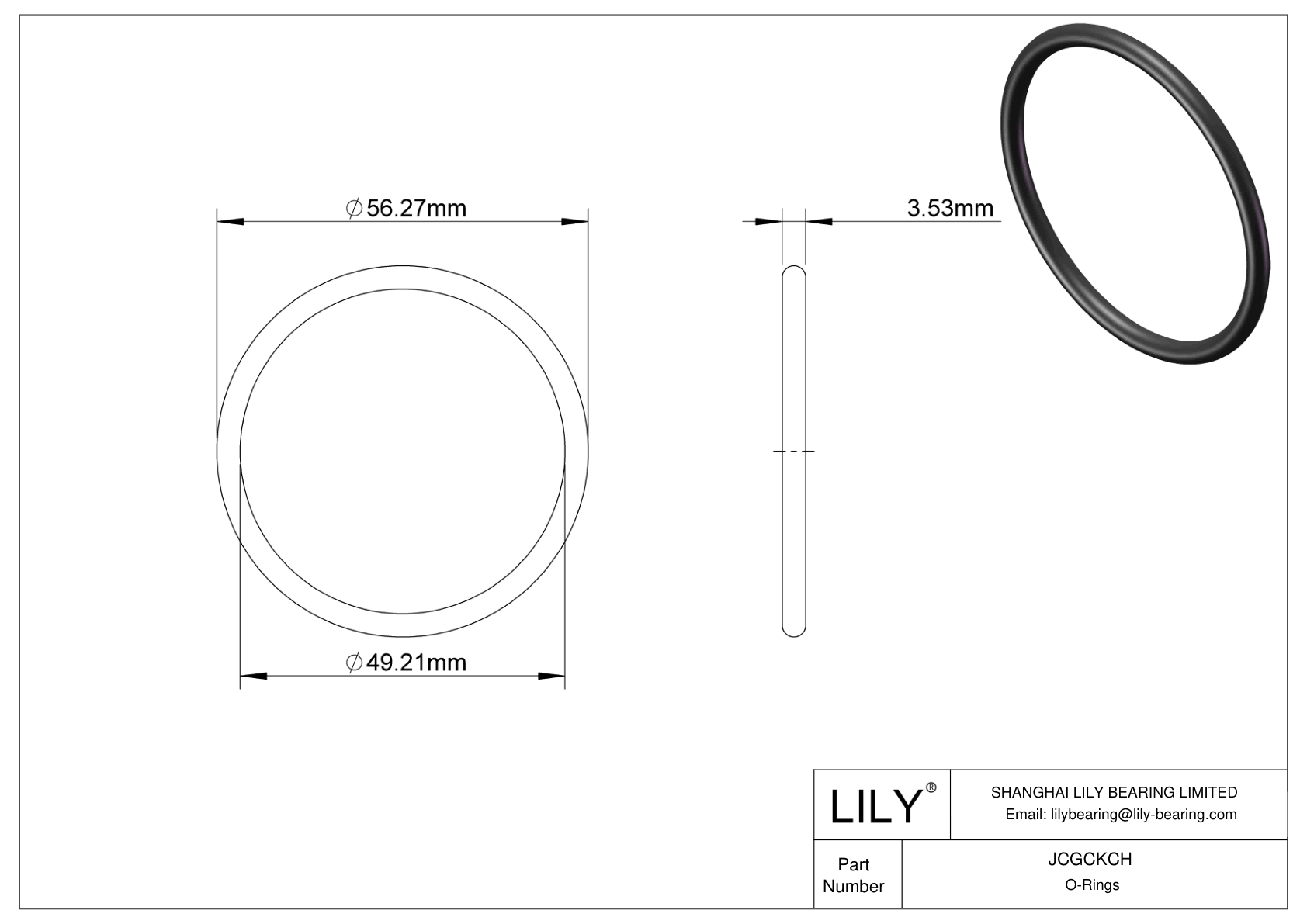 JCGCKCH Oil Resistant O-Rings Round cad drawing