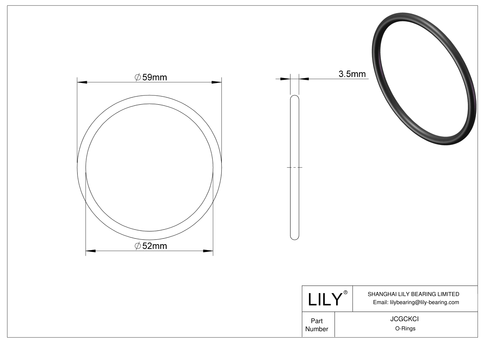 JCGCKCI Oil Resistant O-Rings Round cad drawing