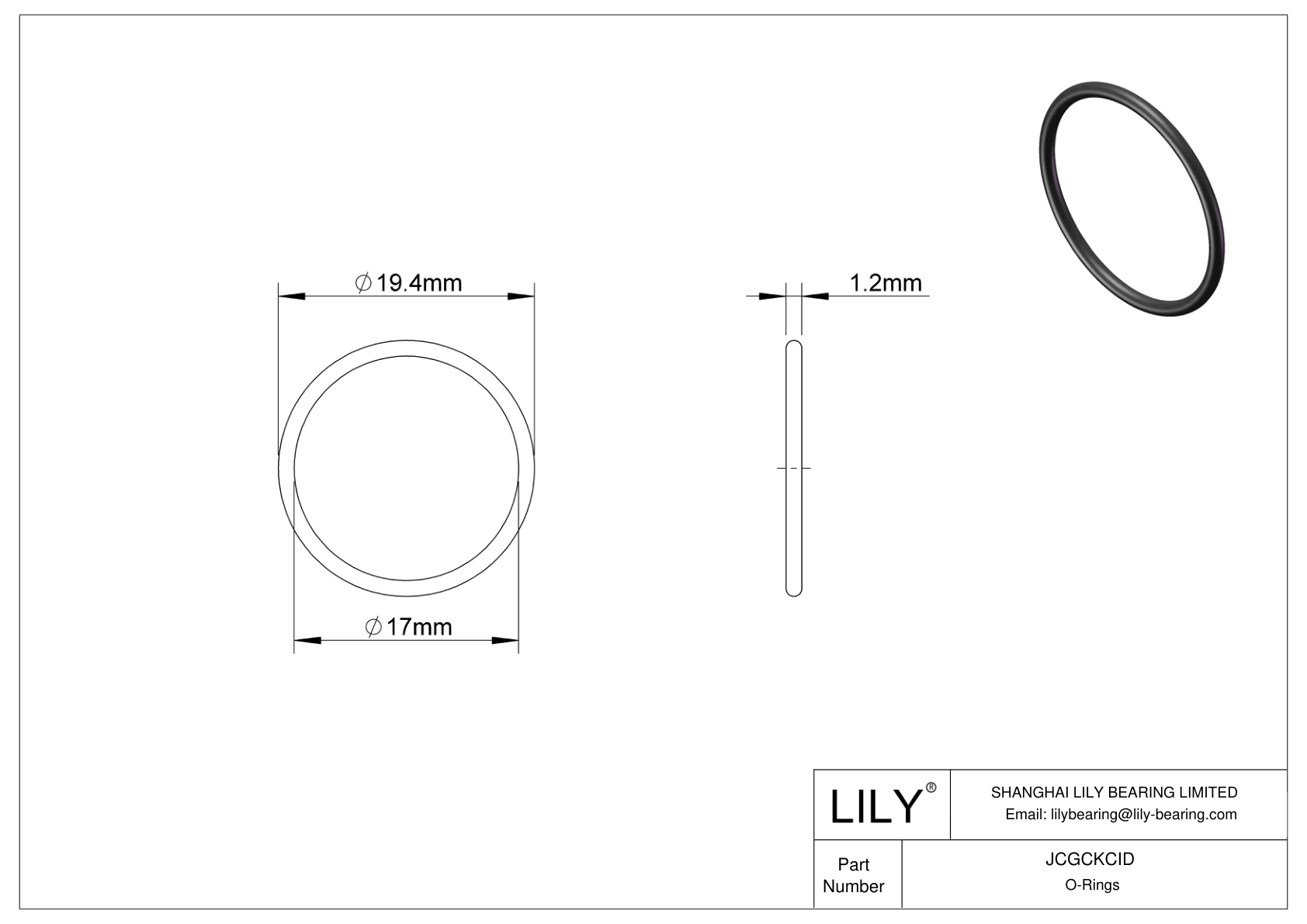 JCGCKCID Oil Resistant O-Rings Round cad drawing