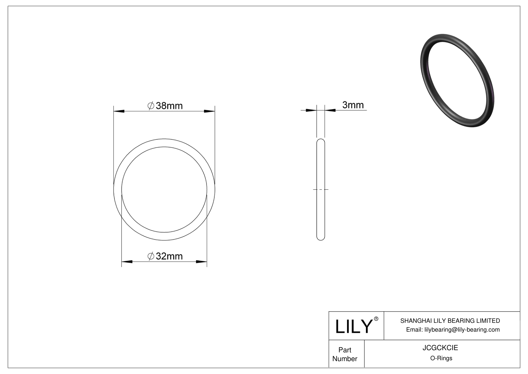 JCGCKCIE Oil Resistant O-Rings Round cad drawing