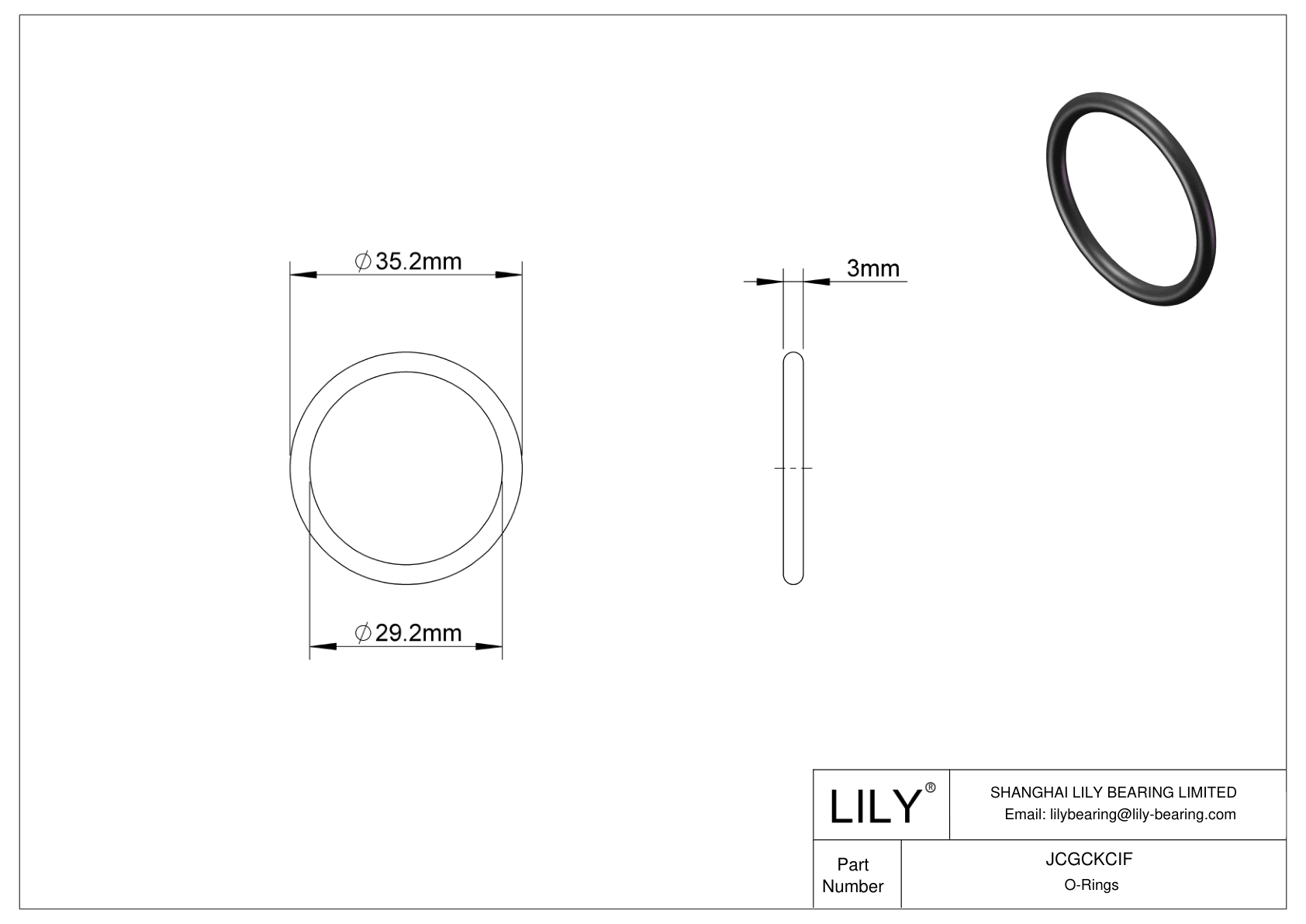 JCGCKCIF Oil Resistant O-Rings Round cad drawing