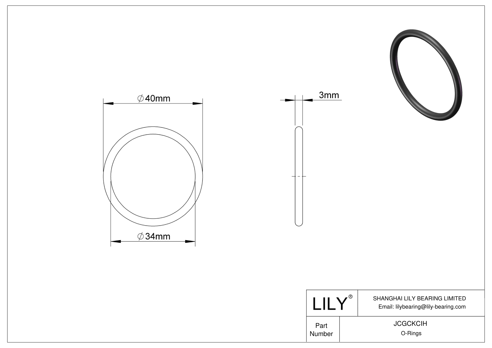 JCGCKCIH Oil Resistant O-Rings Round cad drawing