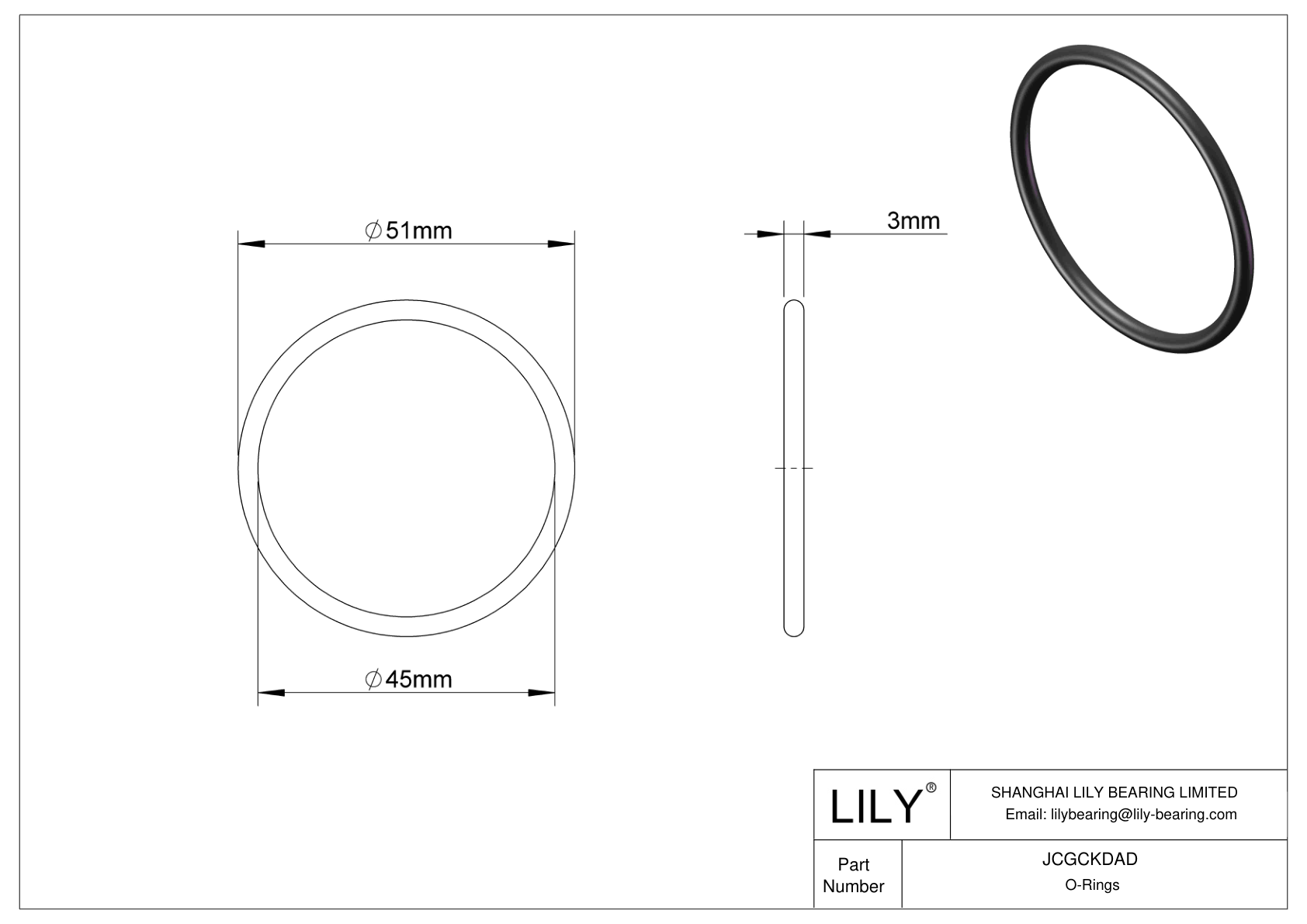 JCGCKDAD Oil Resistant O-Rings Round cad drawing