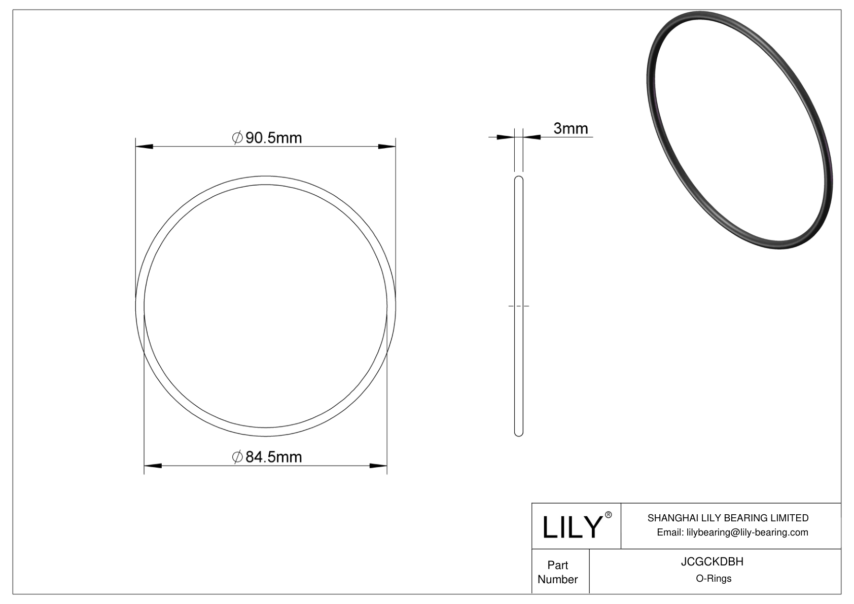 JCGCKDBH Oil Resistant O-Rings Round cad drawing