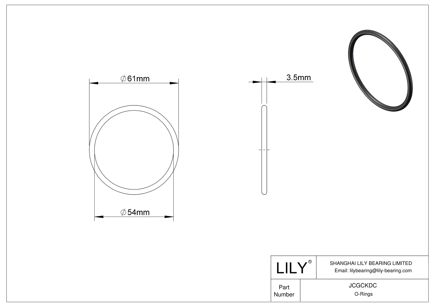 JCGCKDC Oil Resistant O-Rings Round cad drawing