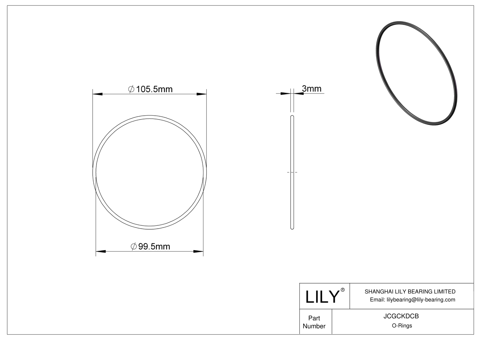 JCGCKDCB Oil Resistant O-Rings Round cad drawing